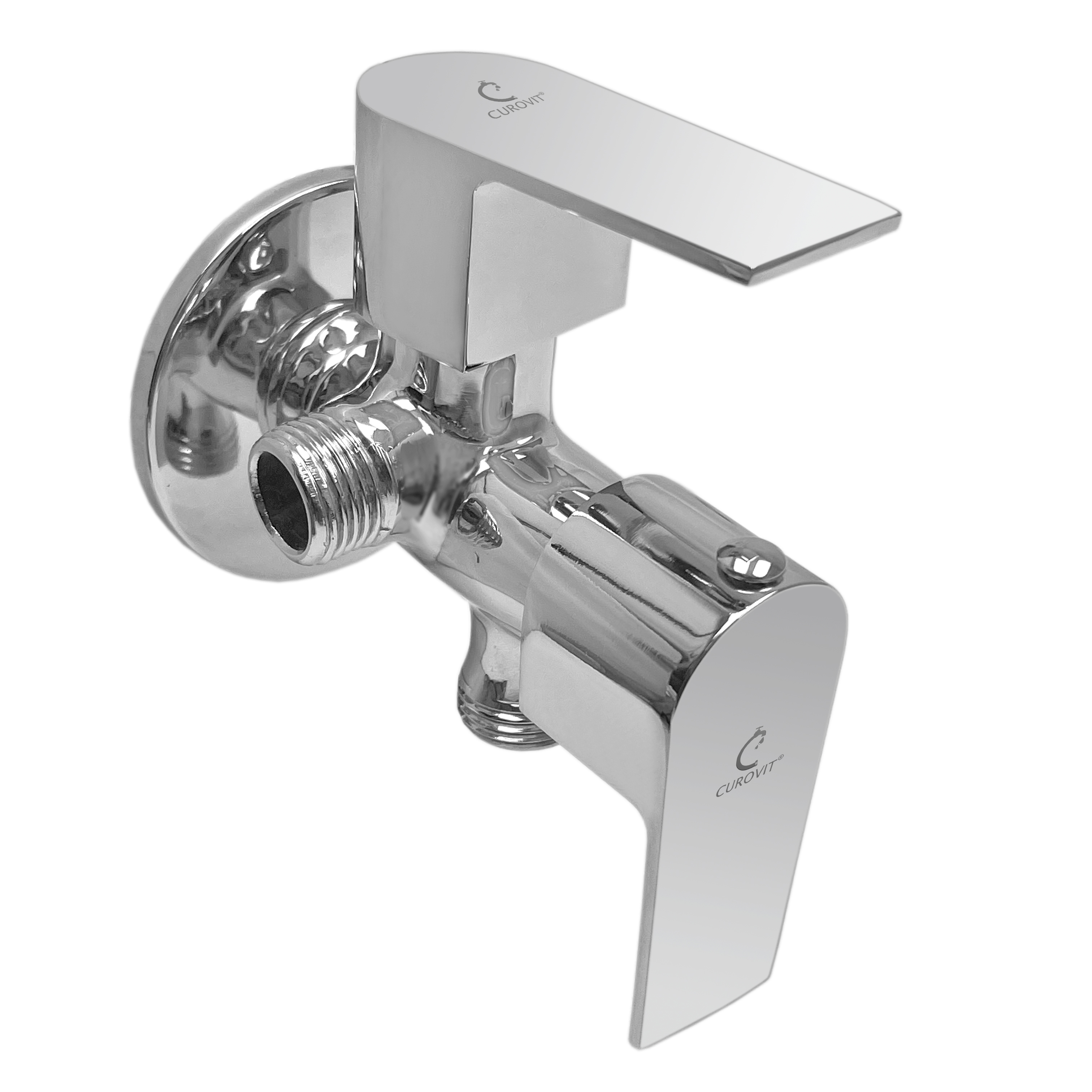 Buy Curovit Aria Brass Angle Valve Angle Cock 2 In 1 Tap Quarter Turn Fitting With Wall Flange 8534