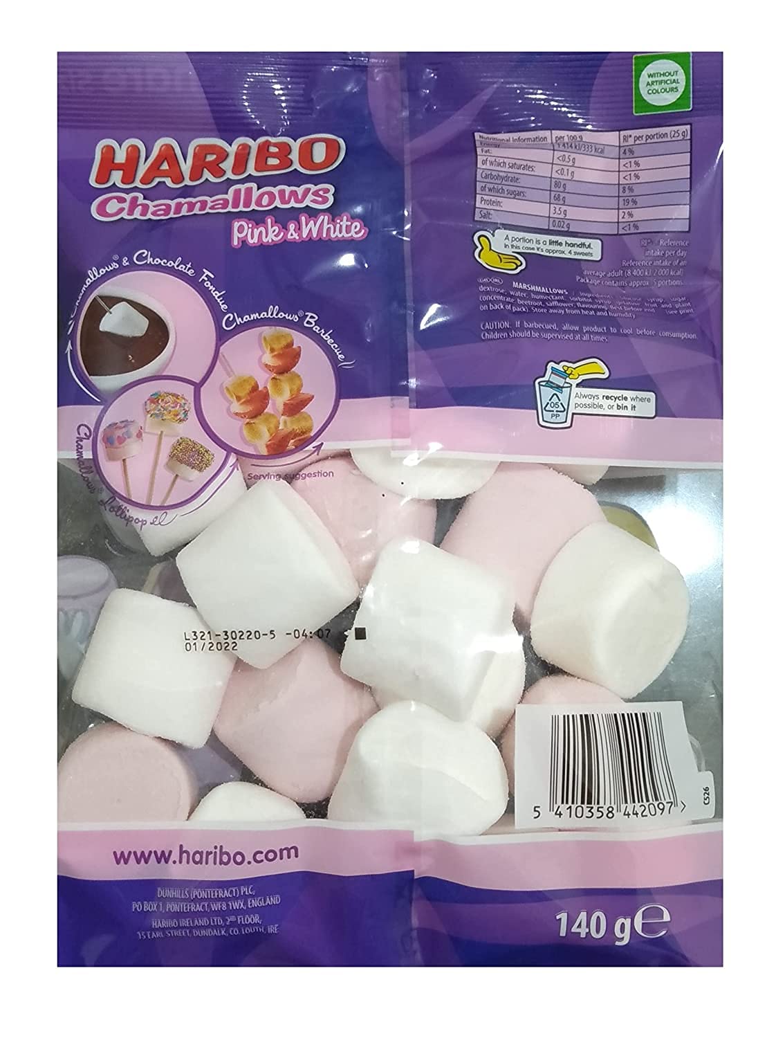 Buy Haribo Chamallows Pink White Marshmallows Candy Pack G