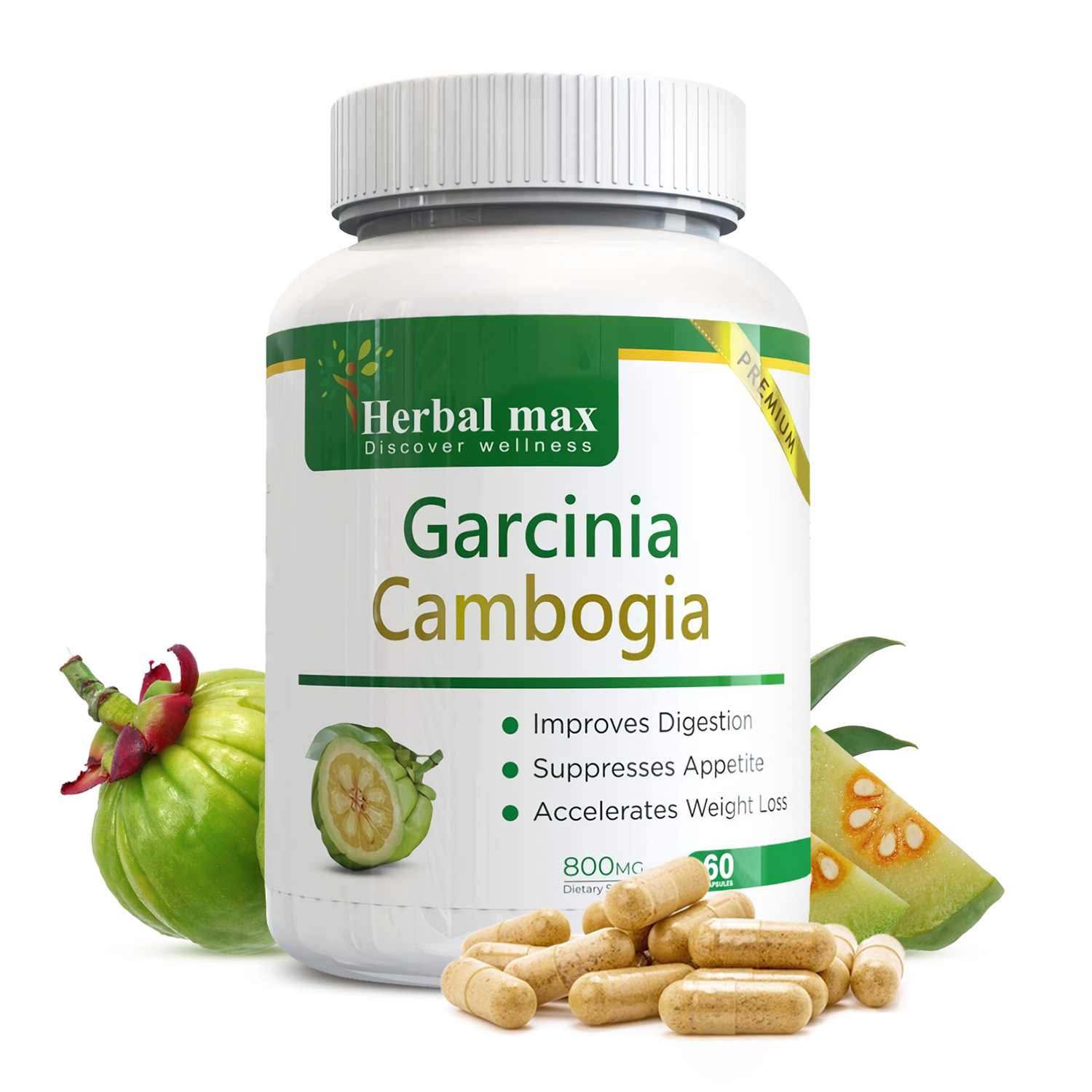 Buy Herbal max Garcinia Cambogia 70 HCA Natural Fat Burner - 800mg 60 ...