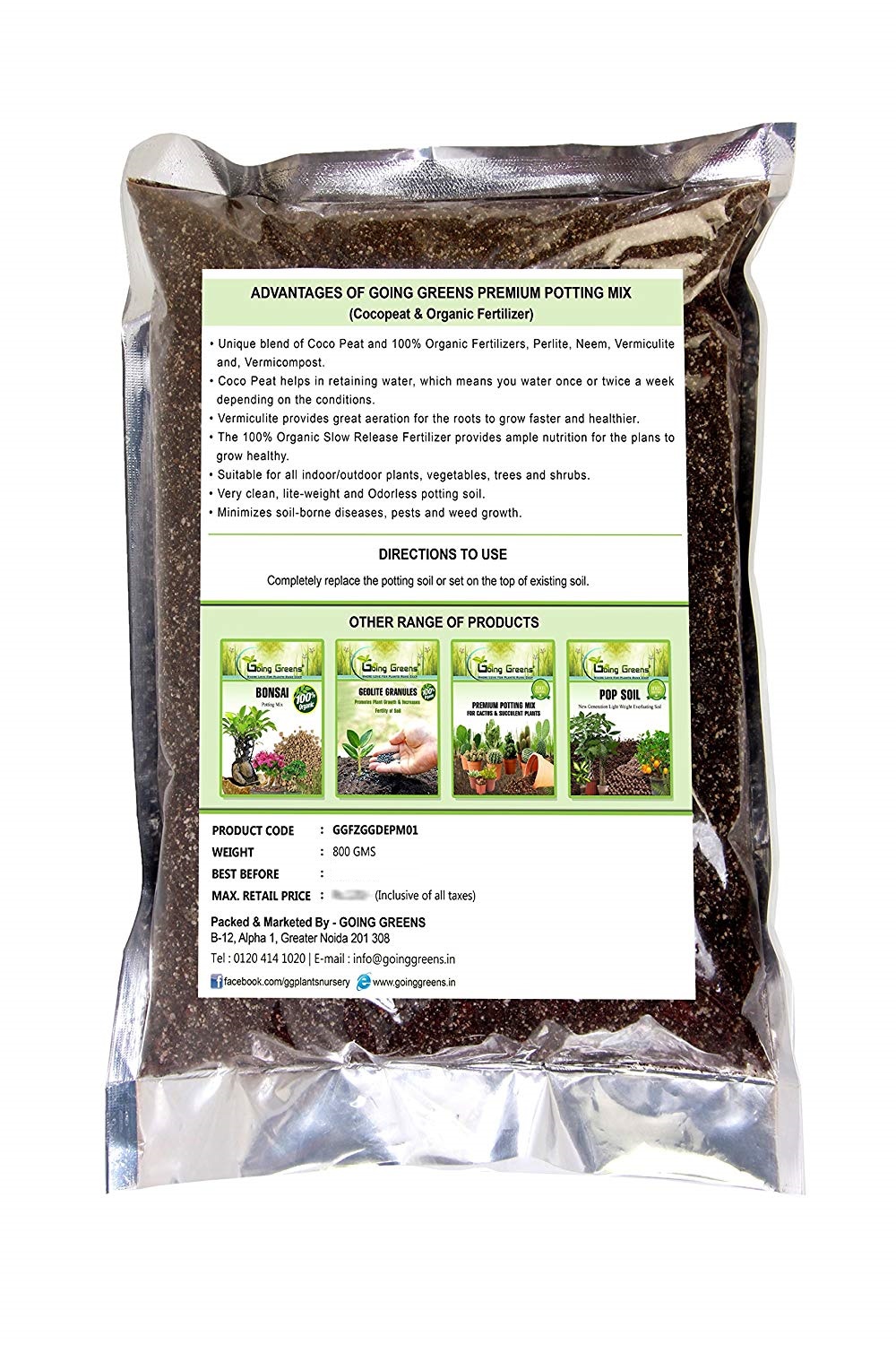 Buy Going Greens Premium Potting Mix with Cocopeat and Organic