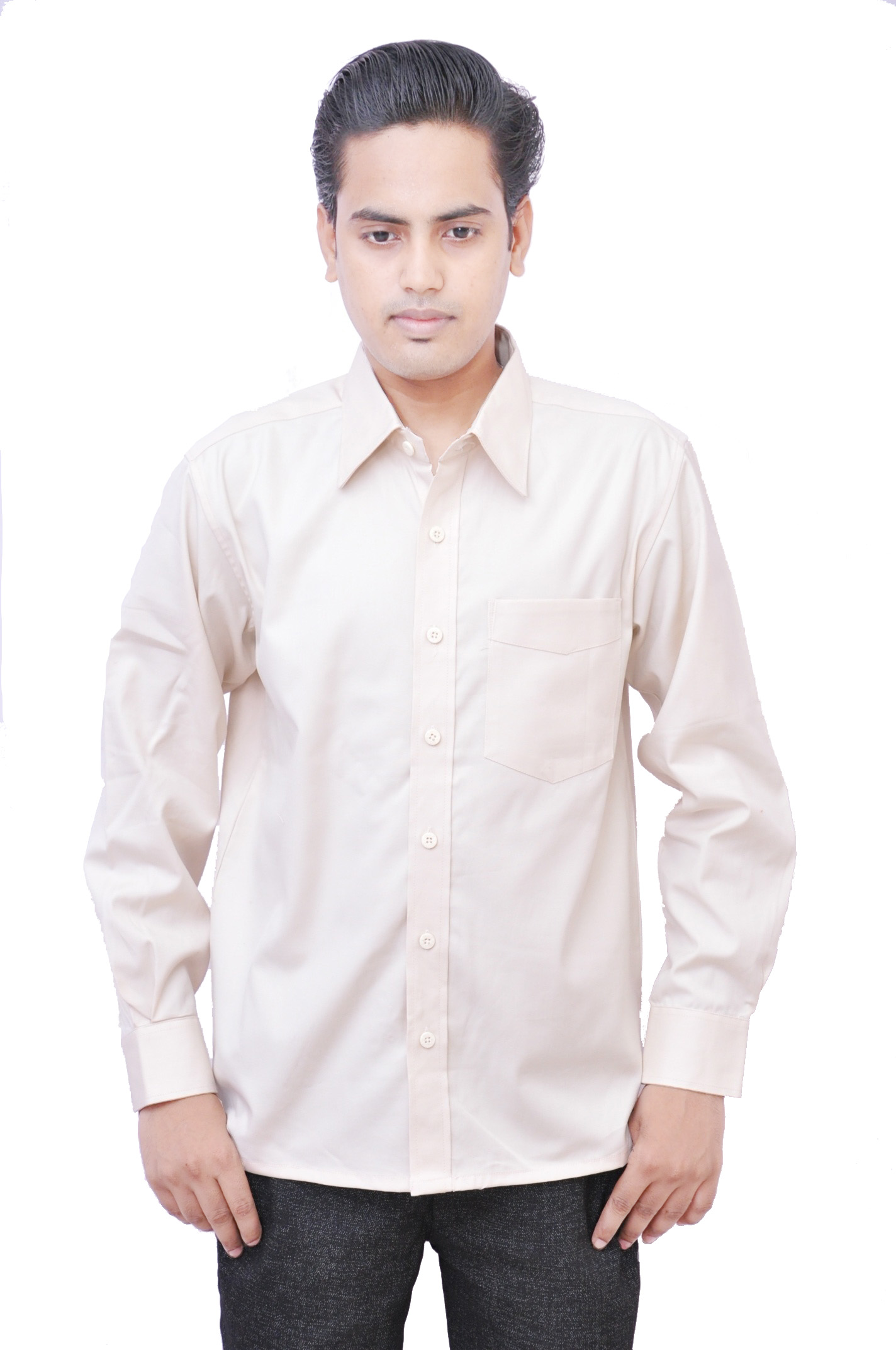 Buy Cotton Cream Plain Formal Shirt By Blue Buton Online - Get 54% Off