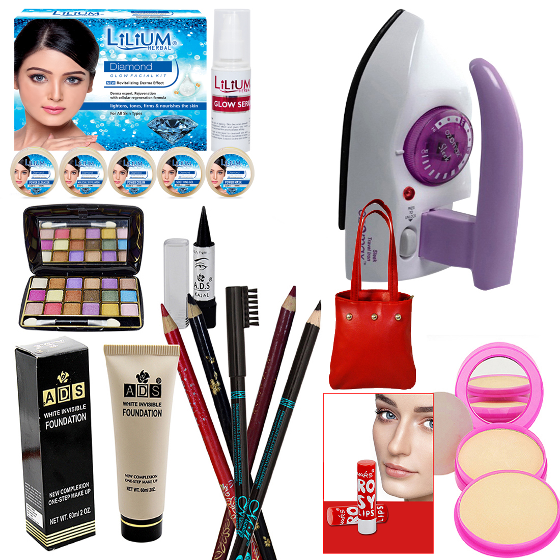 Buy Lady Collection Beauty Combo Makeup Sets With Iron and Diamond
