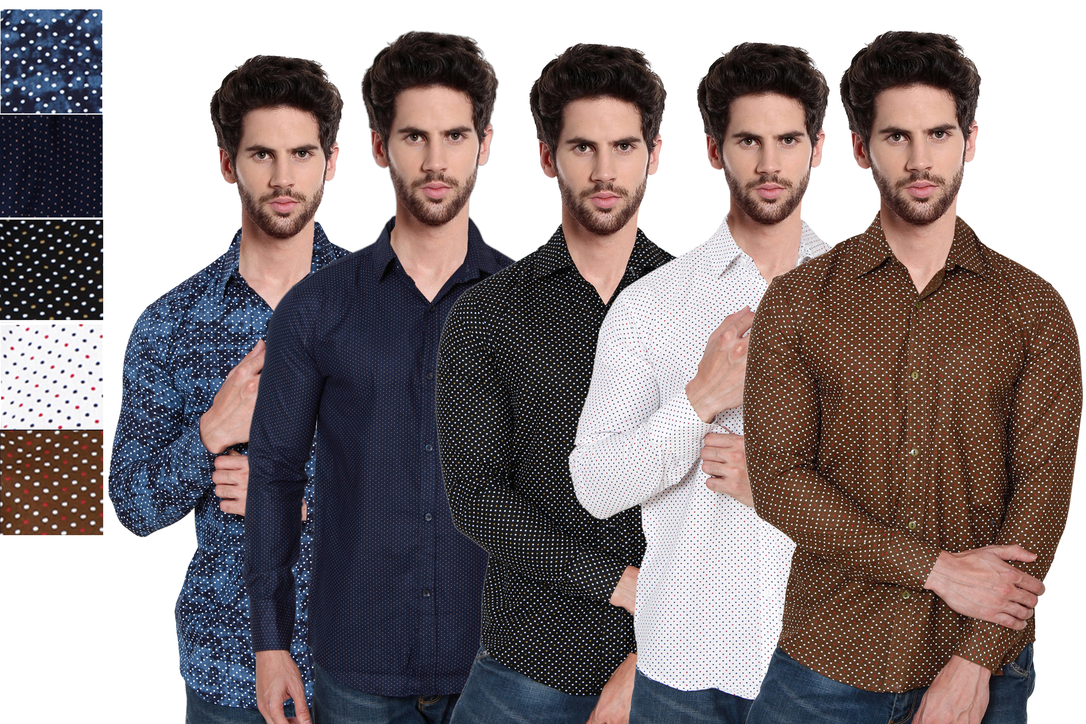 Red Code Printed Casual Shirts For Men Pack Of 5