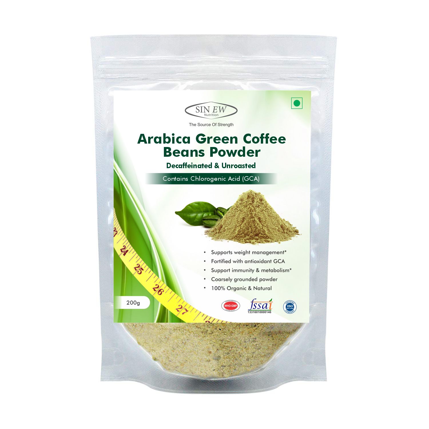 Buy Sinew Nutrition Arabica Green Coffee Beans Powder 200gm