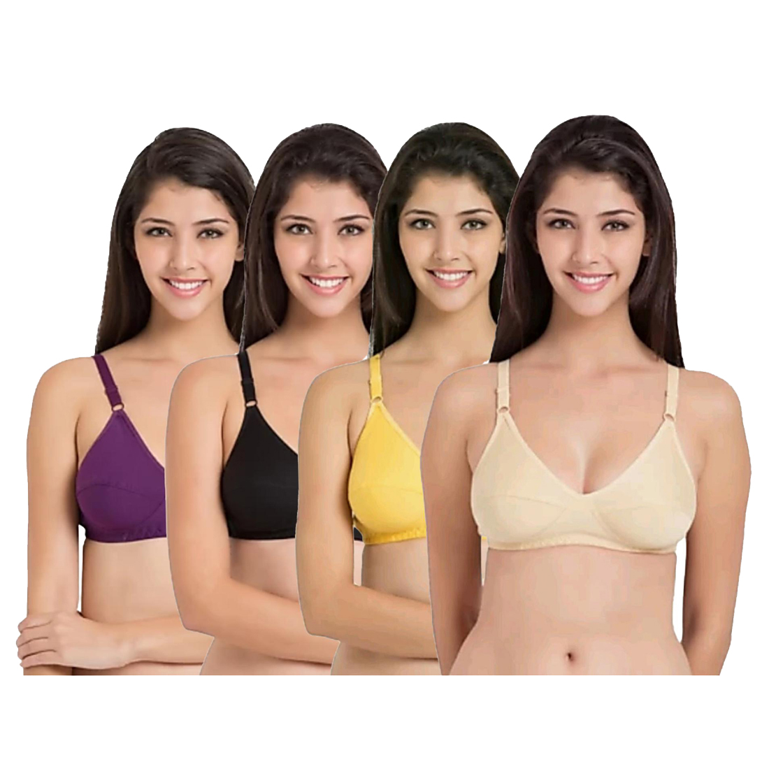Mj fashion red/pink sports bra + black/brown cotton panty set of 4