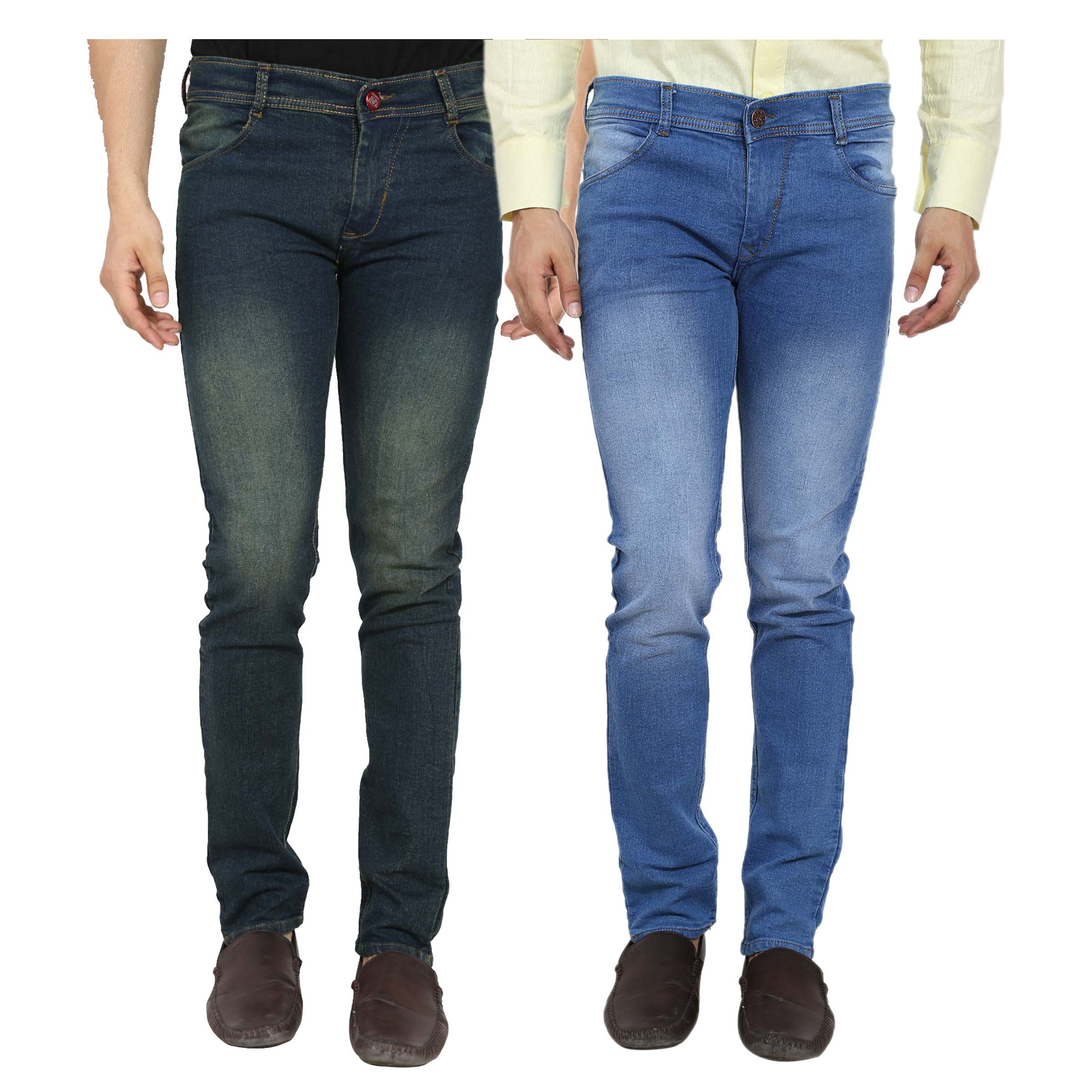 Buy Spain Style Men's Pack of 2 Slim Fit Multicolor Jeans Online ...