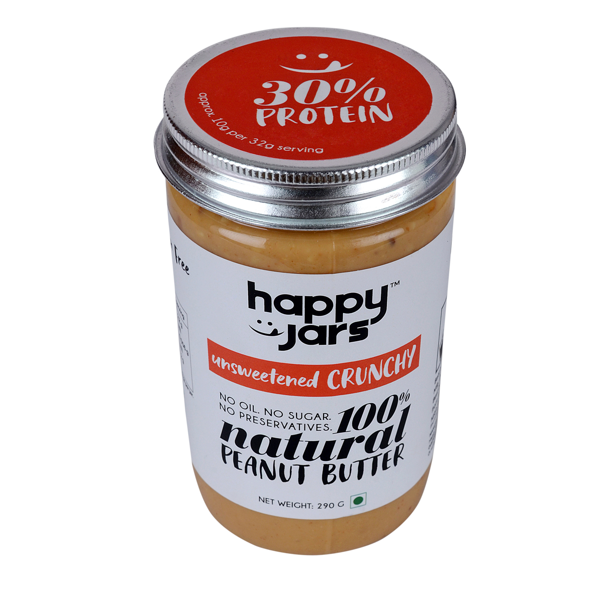 Buy Happy Jars Natural Peanut Butter Pure Peanut Crunchy 220g Online