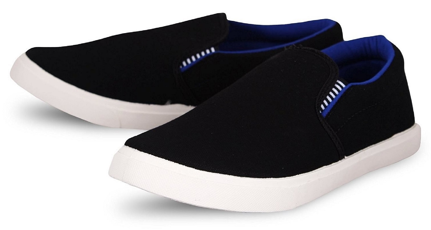 Weldone Black Slip on Canvas Air Mix Sneakers/Casual Shoes For Men