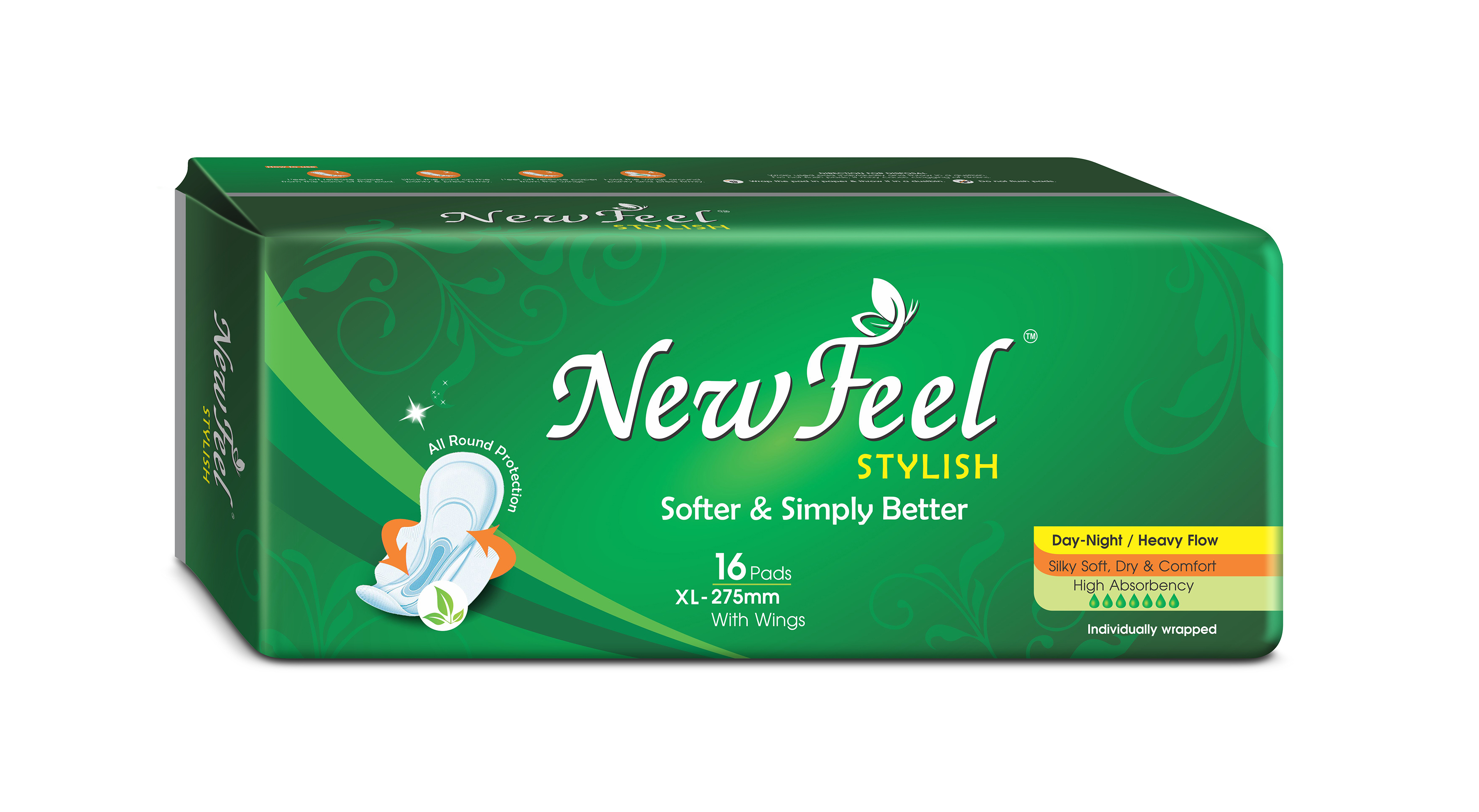 Buy NEWFEEL STYLISH SANITARY NAPKIN XLSIZE 24 PADS (PACK OF 3) Online