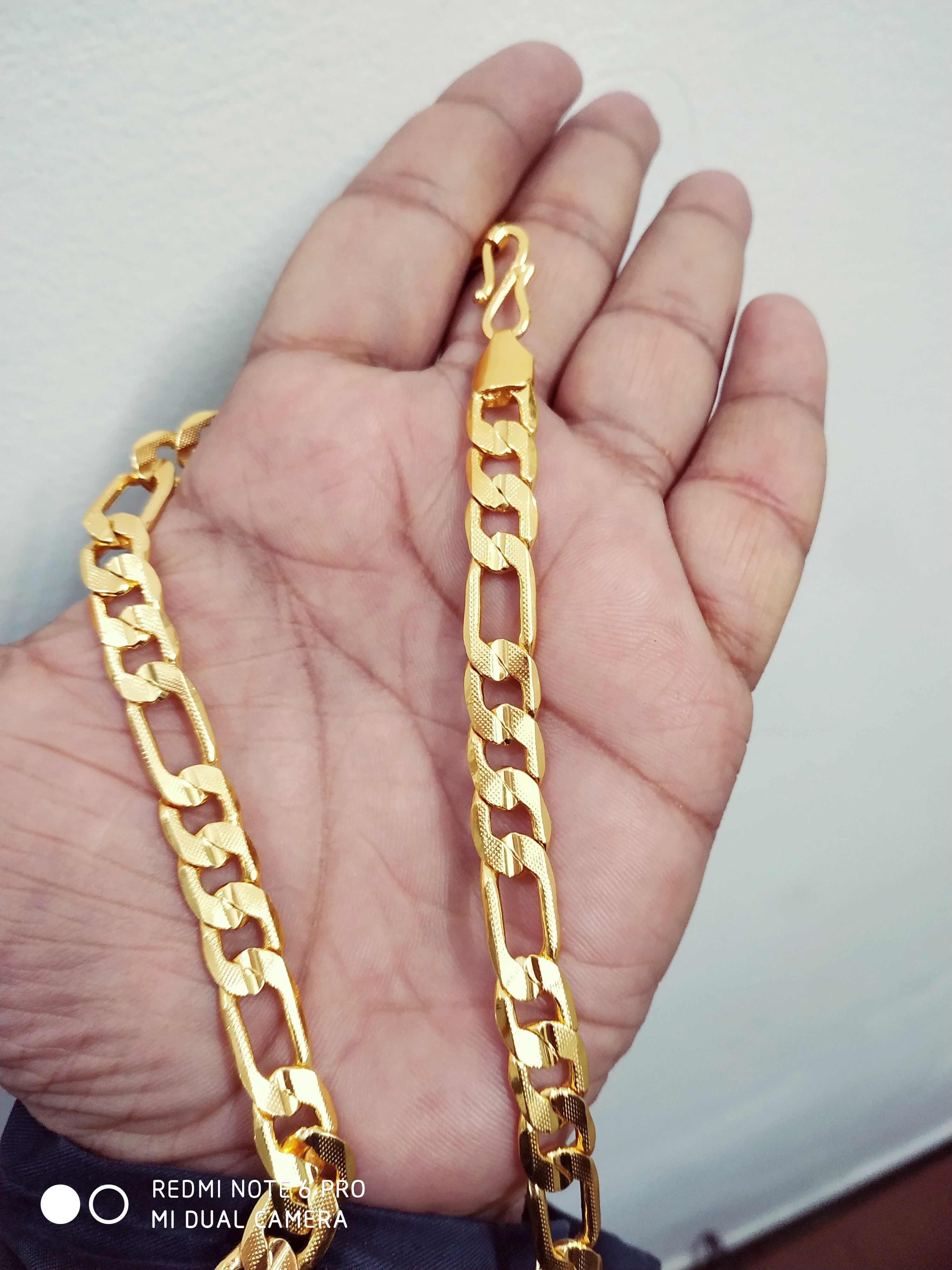 Buy One Gram 22kt Gold Plated Neck Chain for men Daily Wear 20 Inch /10 mm Figaro-XC-110 Online 