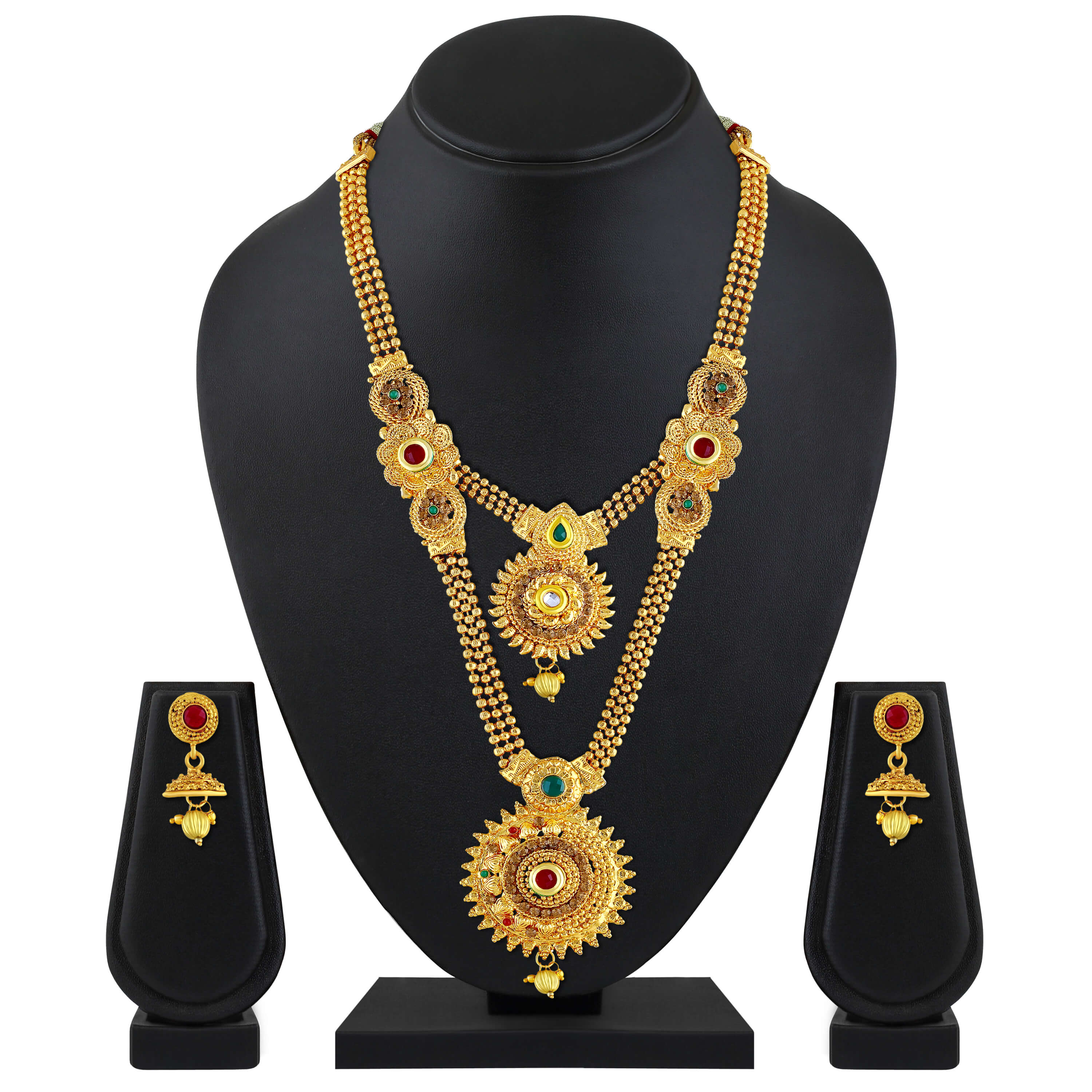 Buy Asmitta Jewellery Jalebi Design Gold Plated Gold Color Zinc Matinee Necklace Set For Women