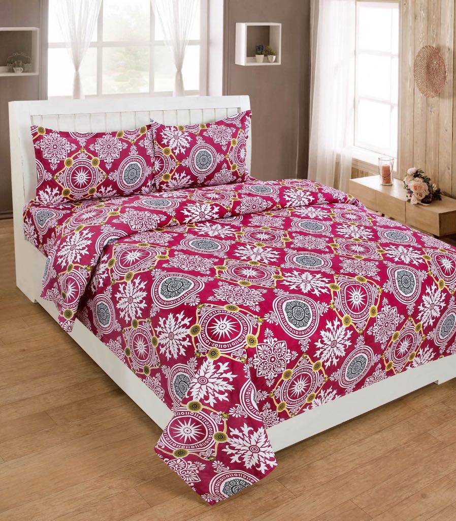 Buy Grace Cotton King Size Double Bedsheet, 1 Bedsheet and 2 Pillow