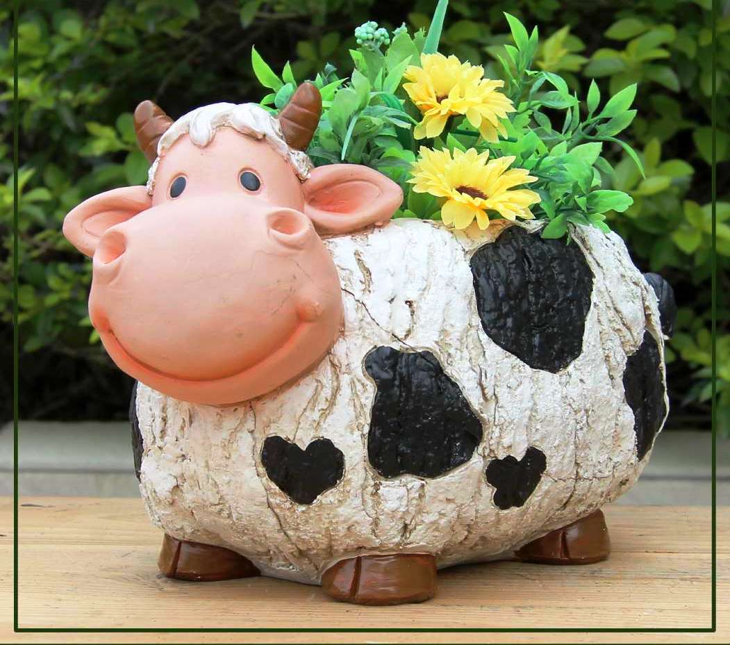 Buy Wonderland Cow Planter Pot Container Of Resin For Home Garden   136958879 84612851 1525346332 