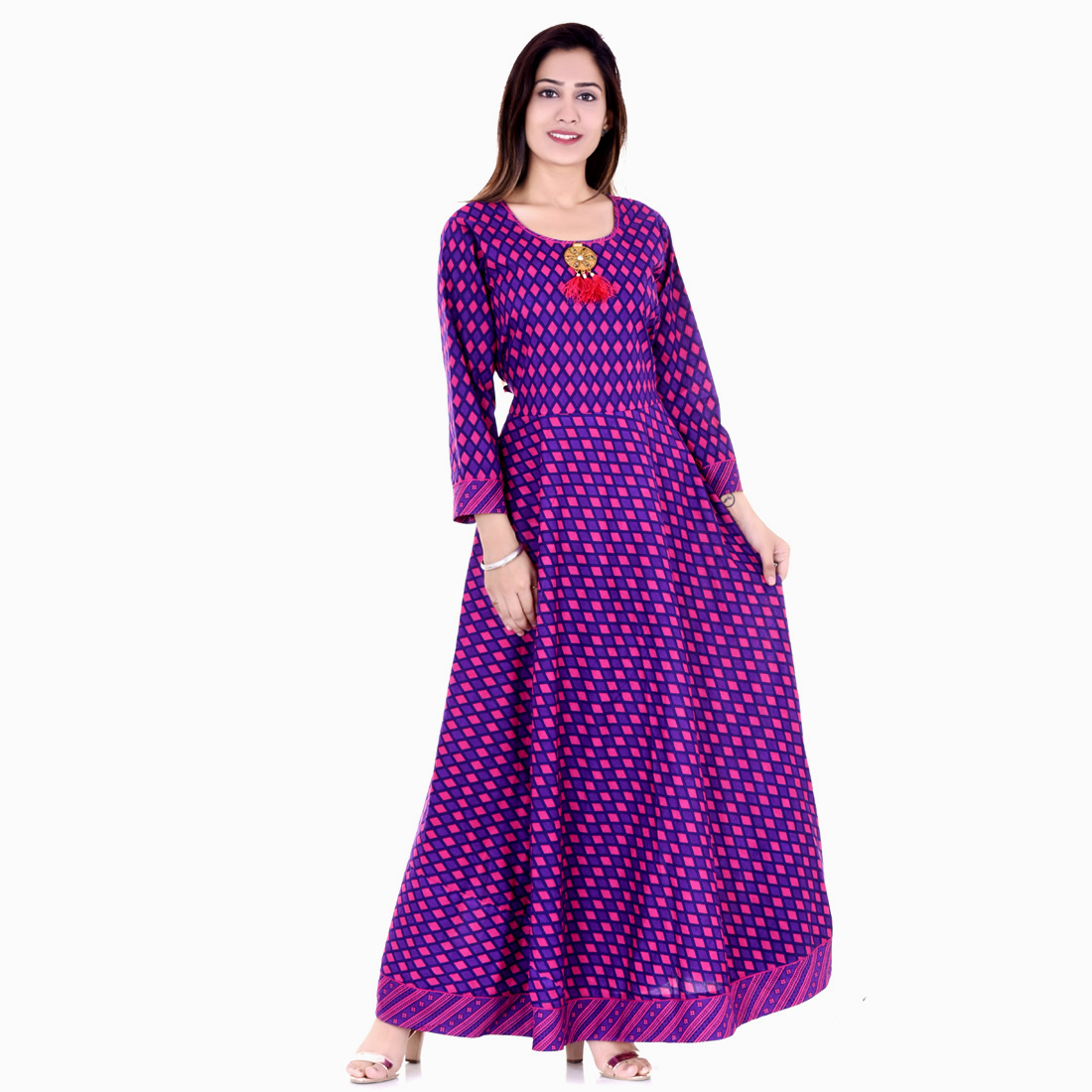 Buy Casual Purple Umbrella Full Length Maxi Gown Dress Online ₹899 from ShopClues