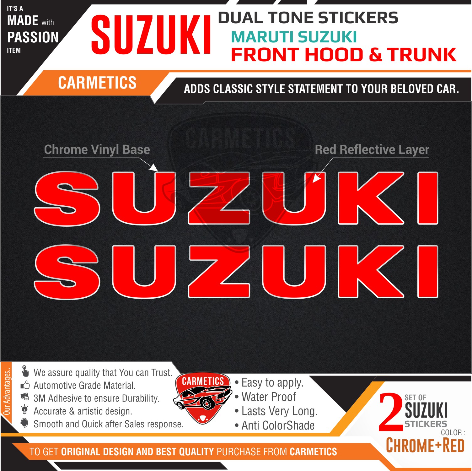 Buy Suzuki dual tone stickers for Maruti Suzuki Celerio X- 2Pcs ...