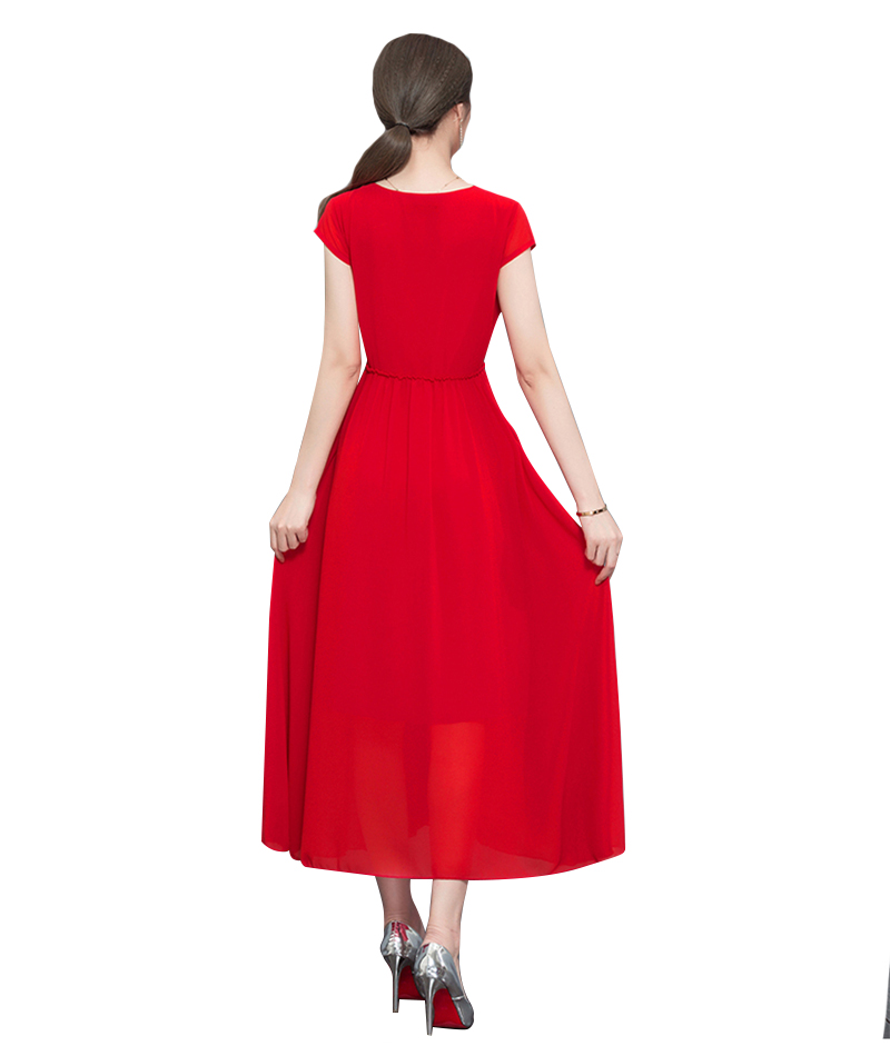 Buy Aashish Fabrics - Red Net Front Pletes Women Maxi Dress Online ...