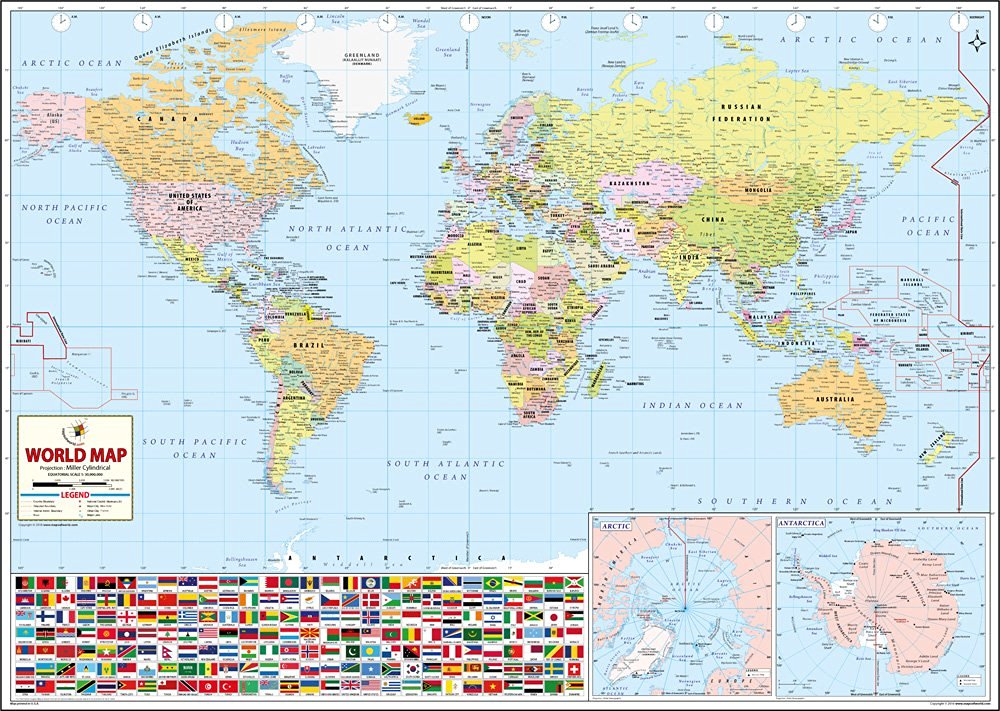Buy World Map Vinyl with Free India Political Map-Art Paper Poster ...