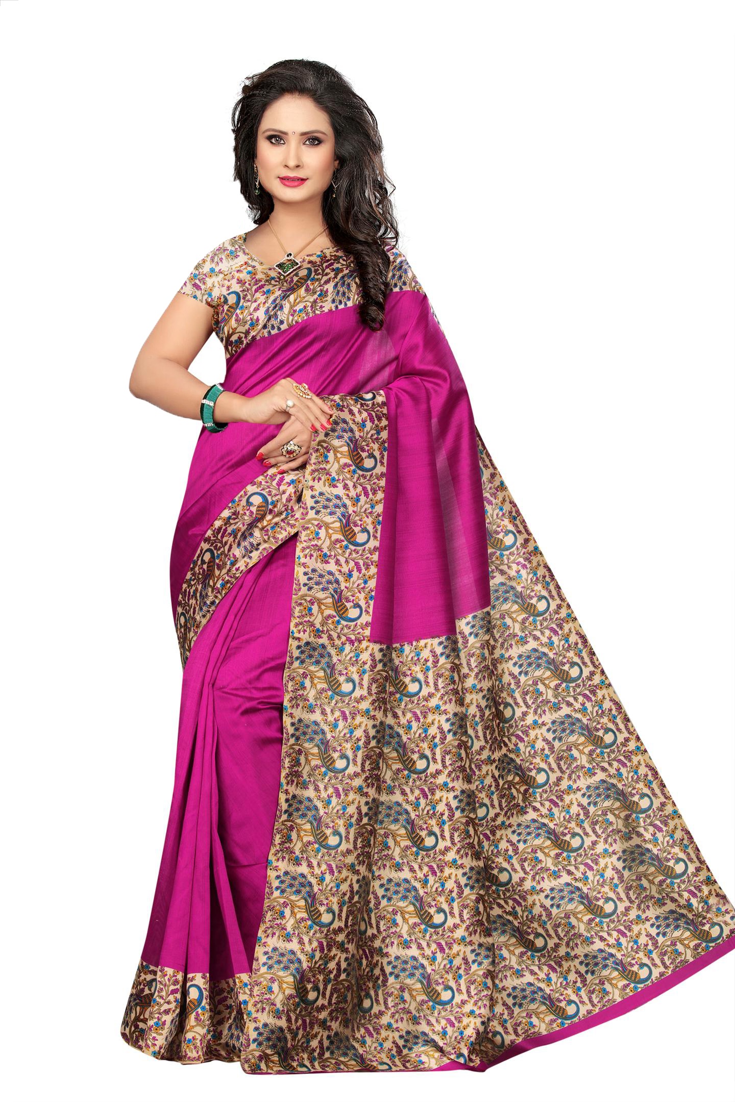 Buy Indian Beauty Women's Mysore Silk With Blouse Saree With Unstiched ...