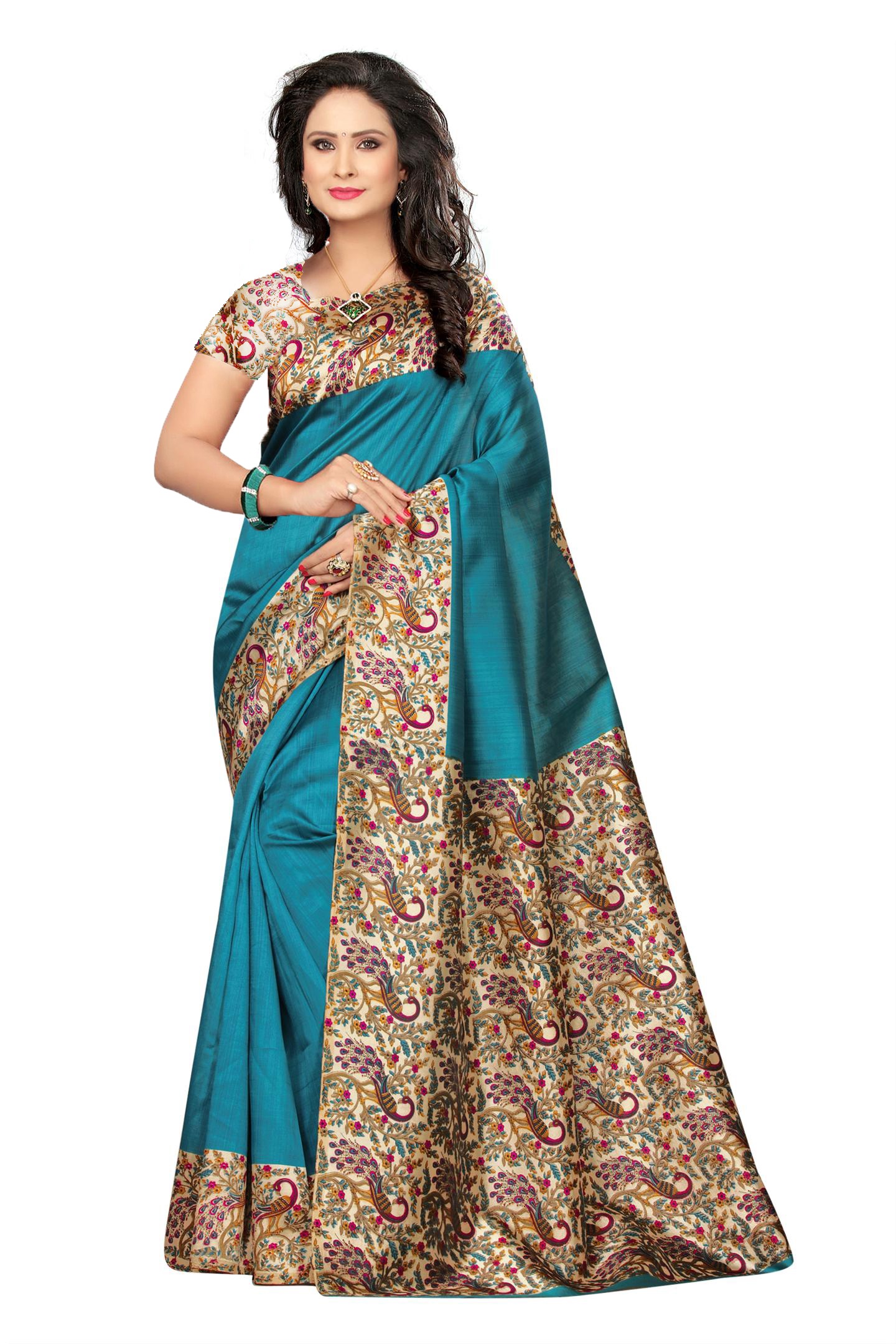 Buy Indian Beauty Women's Mysore Silk With Blouse Saree With Unstiched ...