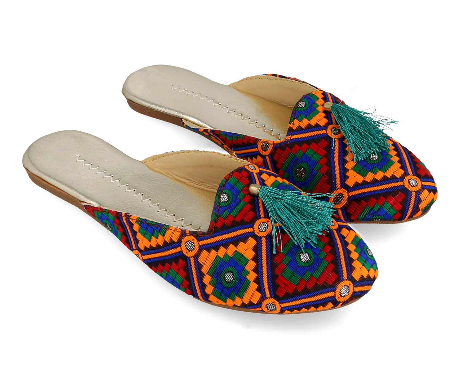 Buy Be You Multicolor Gujarati Embroidery Women's Flat Footwear / Mules ...