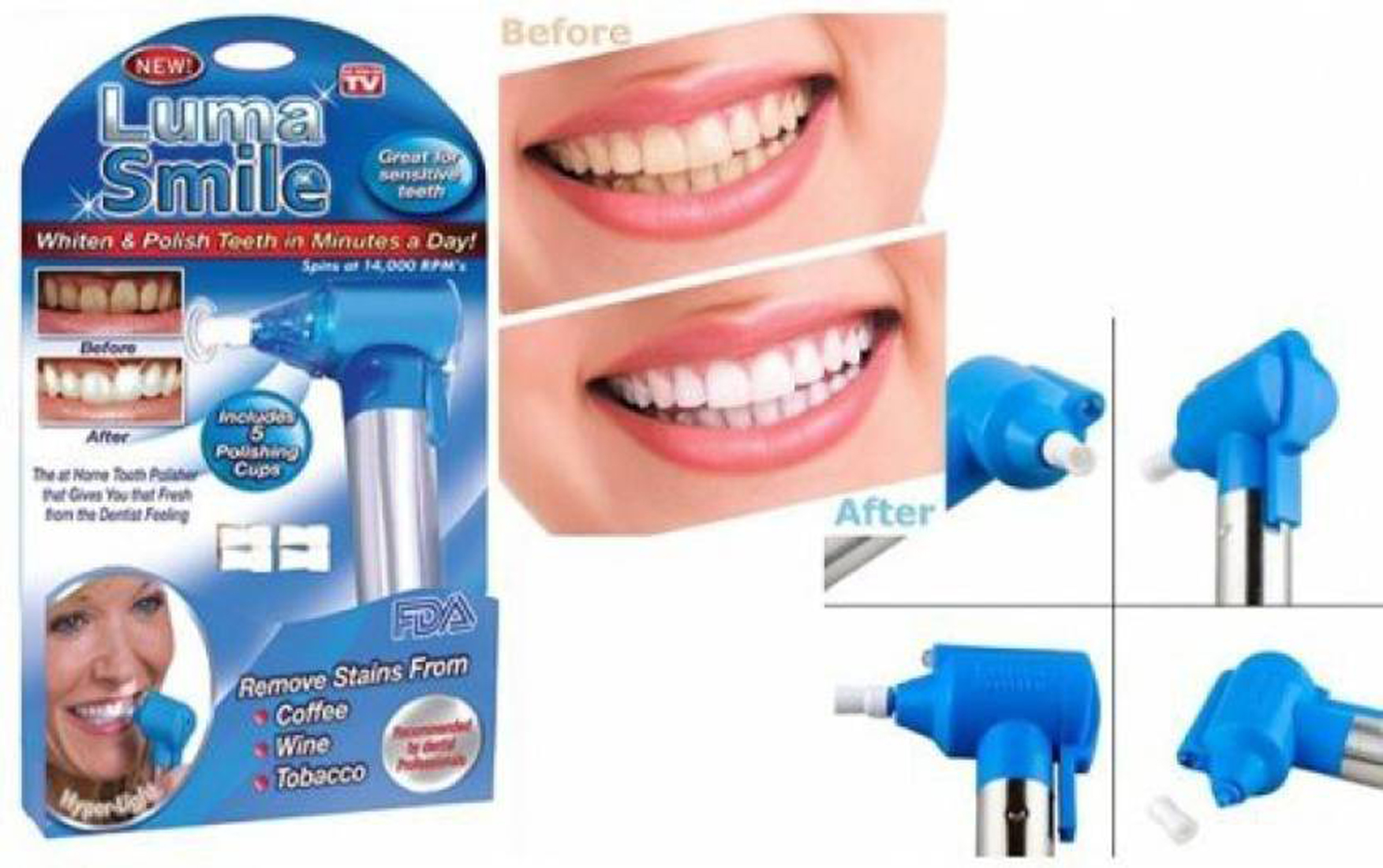 Buy Original Quality luma Tooth Polisher Whitener Stain Remover with LED Light Luma Smile Rubber
