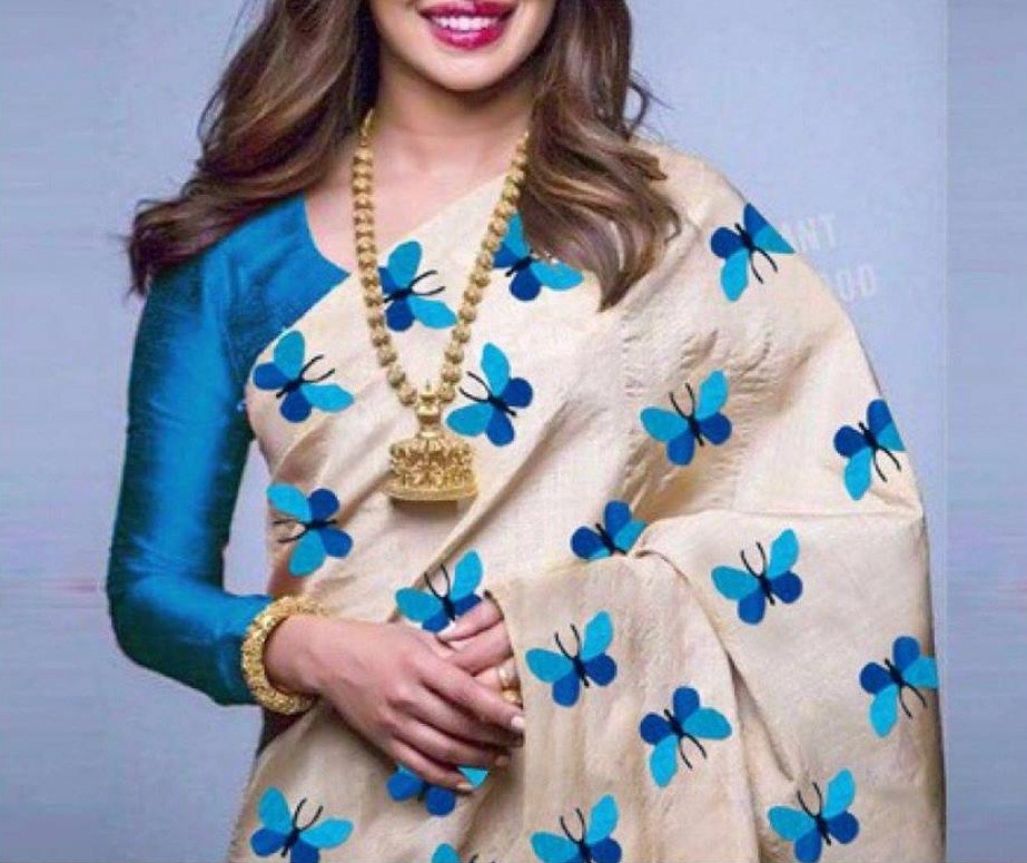 Bollywood Style Embroidered Zarana Silk Saree with Contrast Blouse