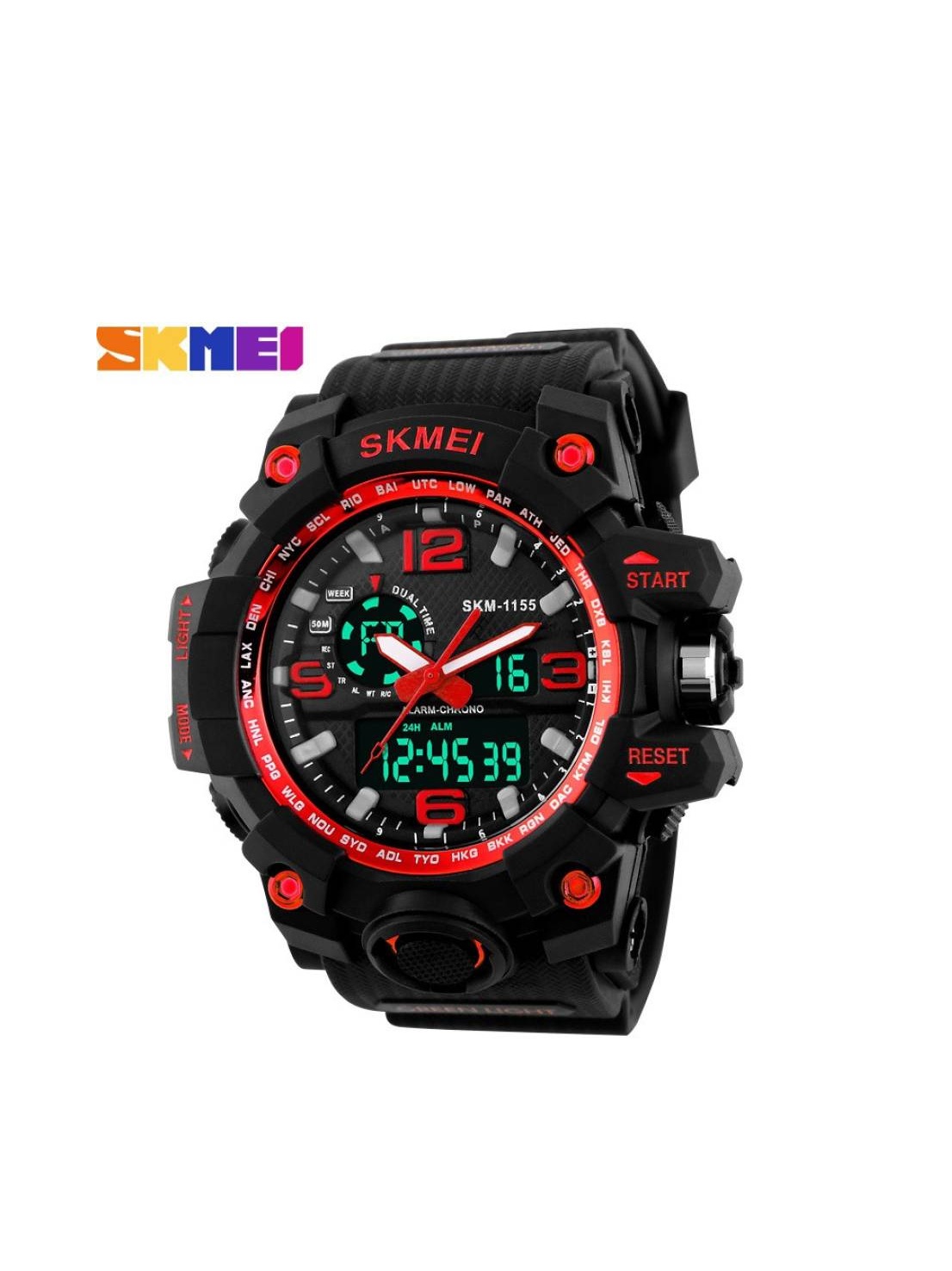 Skmei Skm 1155 Red Black Analog With Digital Best Looking Sport Watch For Men,Boys