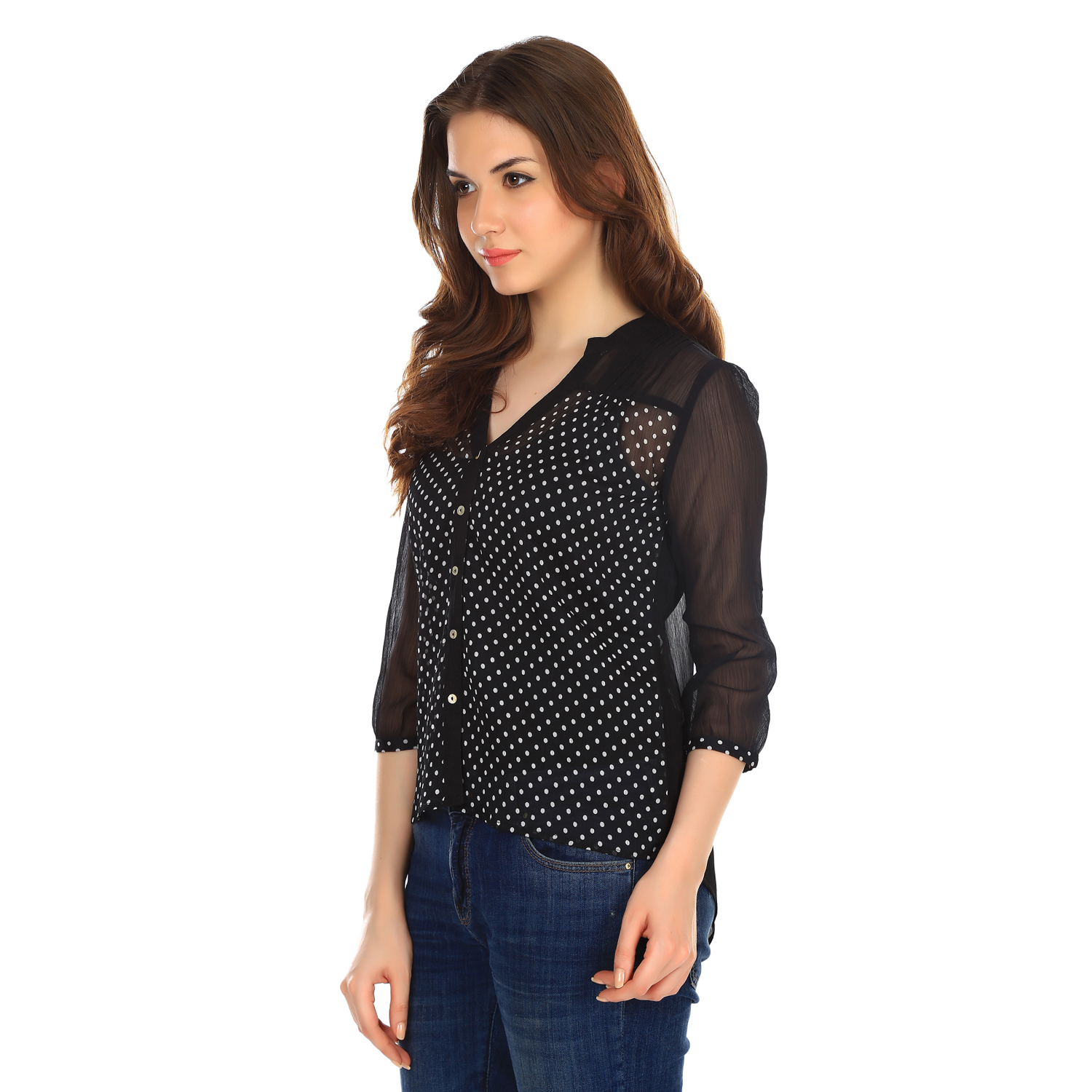 Buy Tamina CC-2055T1 Black Polka Dot on Shirt Online @ ₹999 from ShopClues