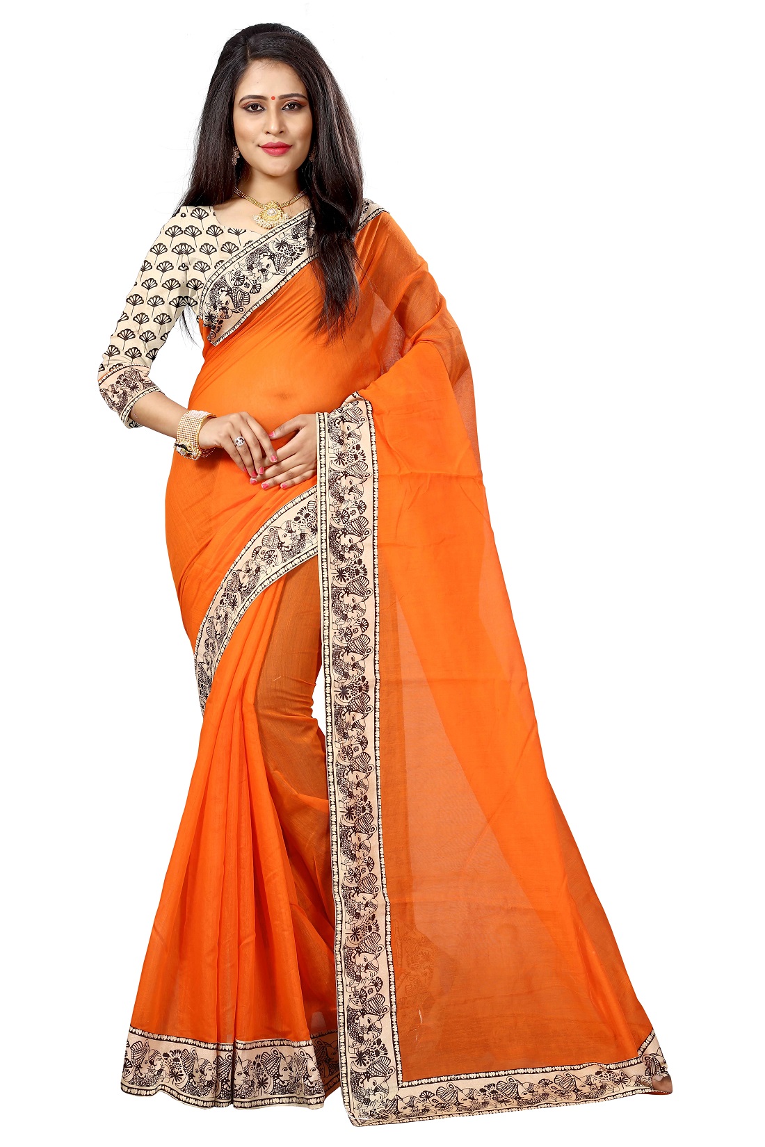 Buy Indian Style Sarees New Arrivals Latest Women's Orange Color ...