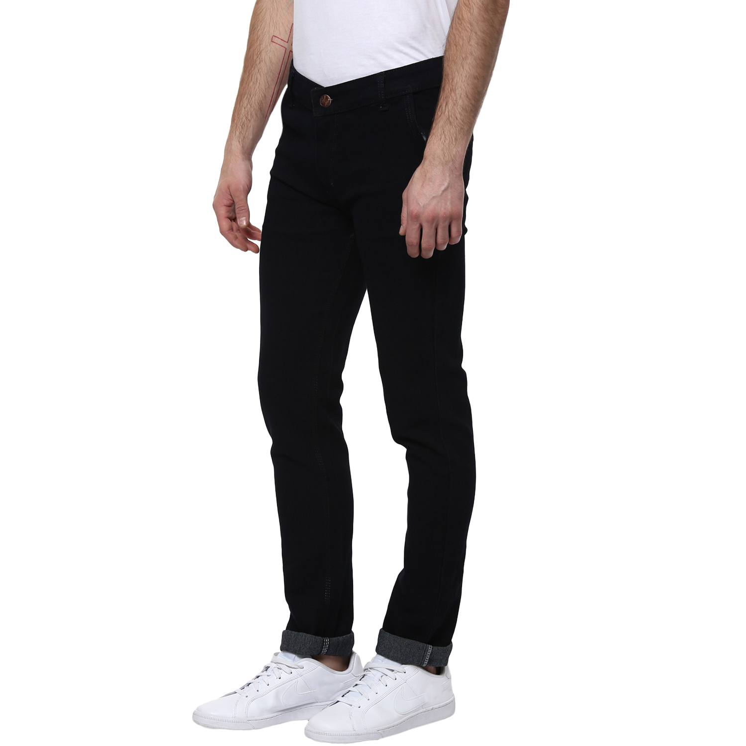 Buy Urbano Fashion Men's Stretchable Slim Fit Black Jeans Online @ ₹609 ...