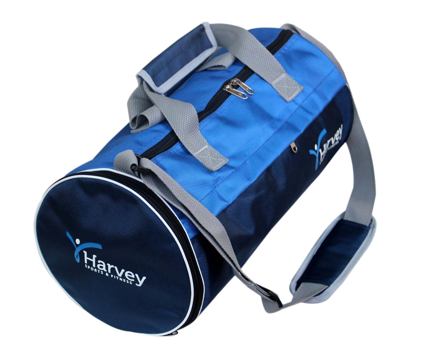 Gym Bag   Smart Waterproof Gym Bag Round Sports Duffel Bag with Shoe Compartment Travel Sports Bag  Harvey BLU Royal 