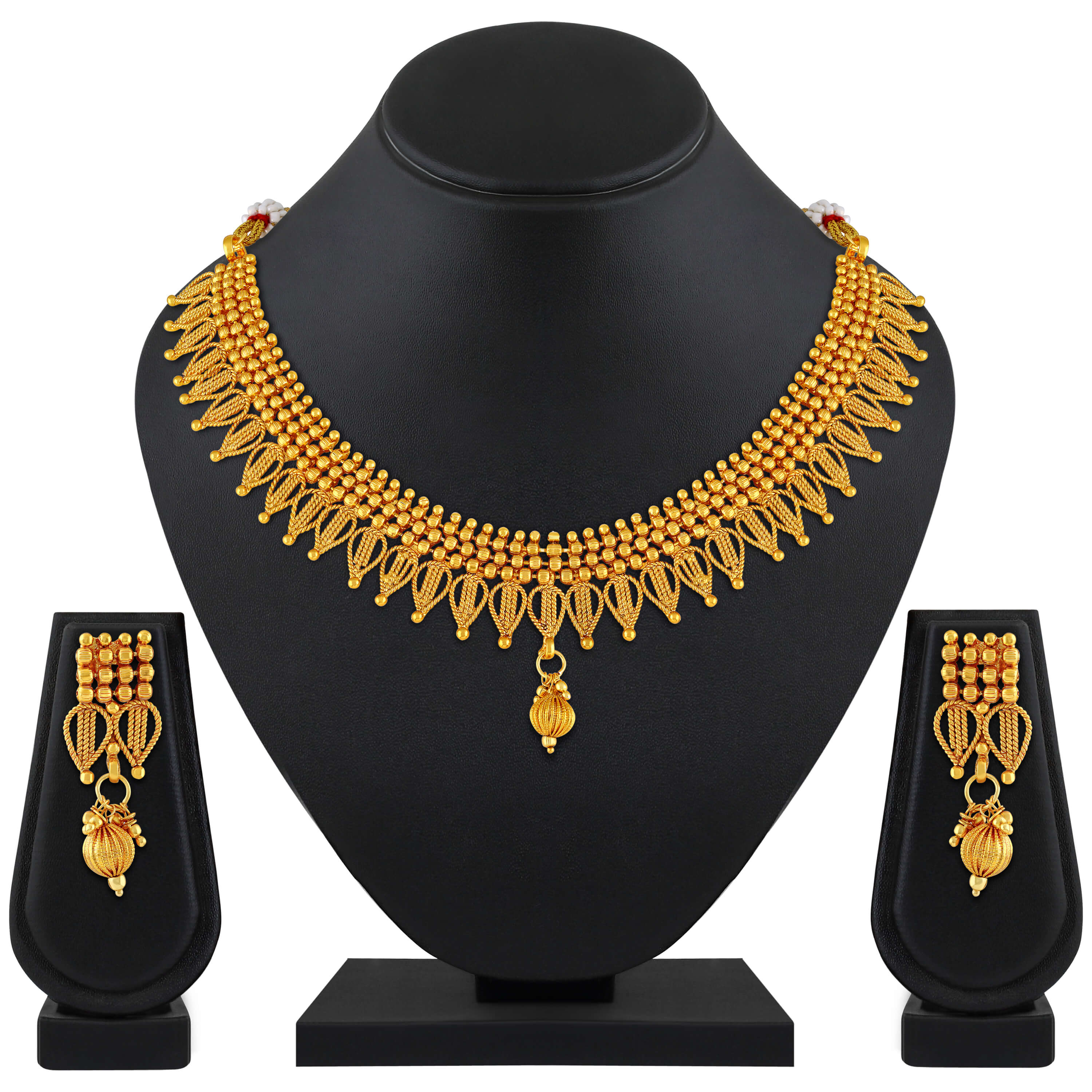 Buy Asmitta Traditional Leaf Shape Gold Plated Choker Style Necklace Set For Women Online