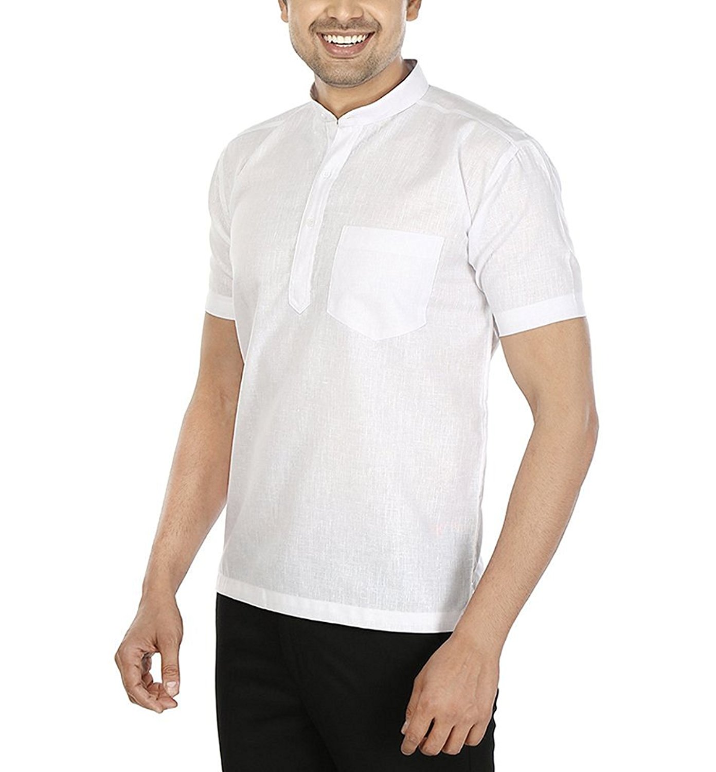 Buy LDHSATI Half sleeve Short White Kurtas Pure Cotton Kurta for Men's