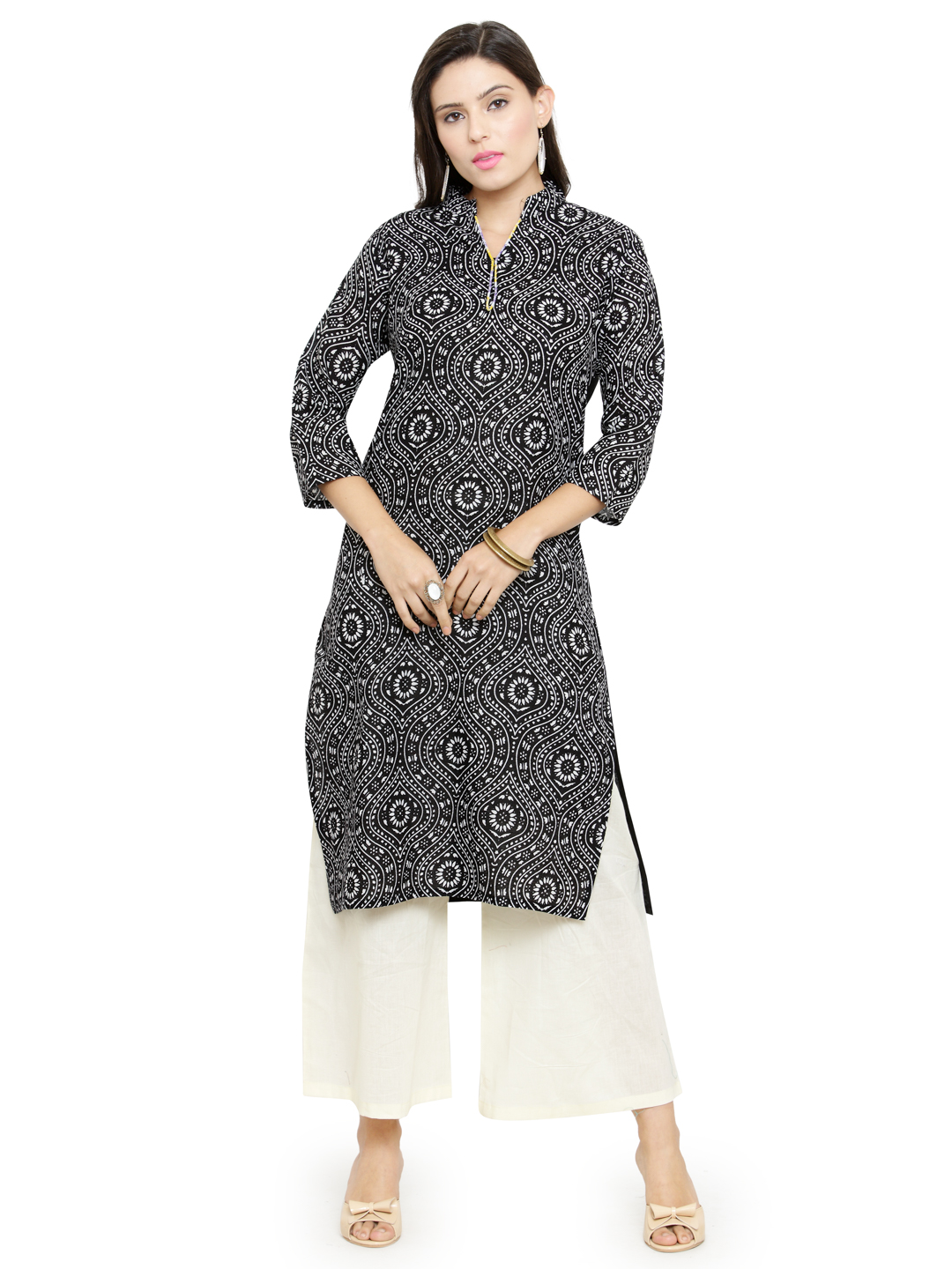 Buy Oleva Women's Cotton Printed KurtiOK-8-B-W-S Online @ ₹399 from ...