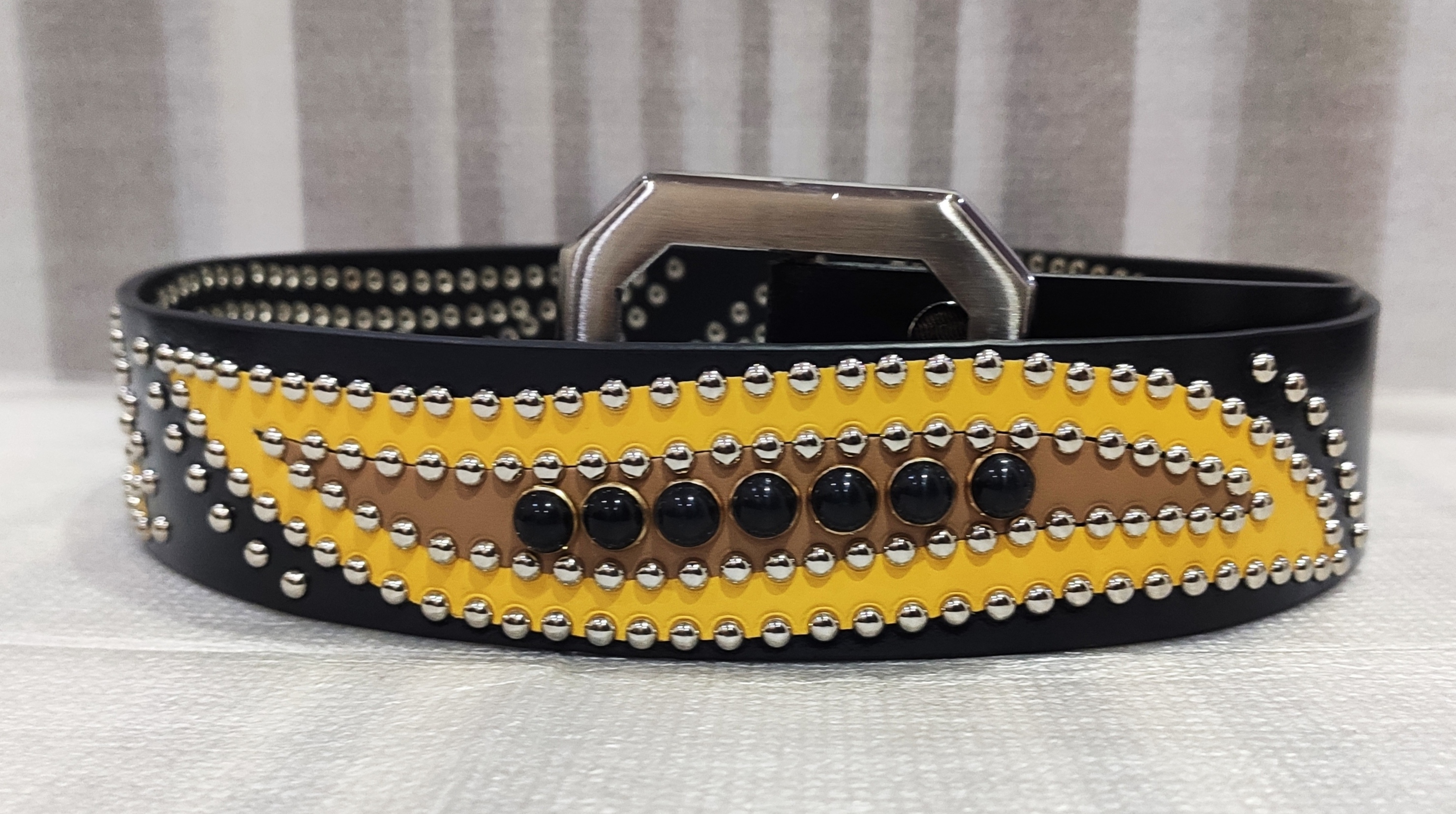 Buy Salman BH Yellow Leaf Design Studded Belt Online ₹1899 from ShopClues
