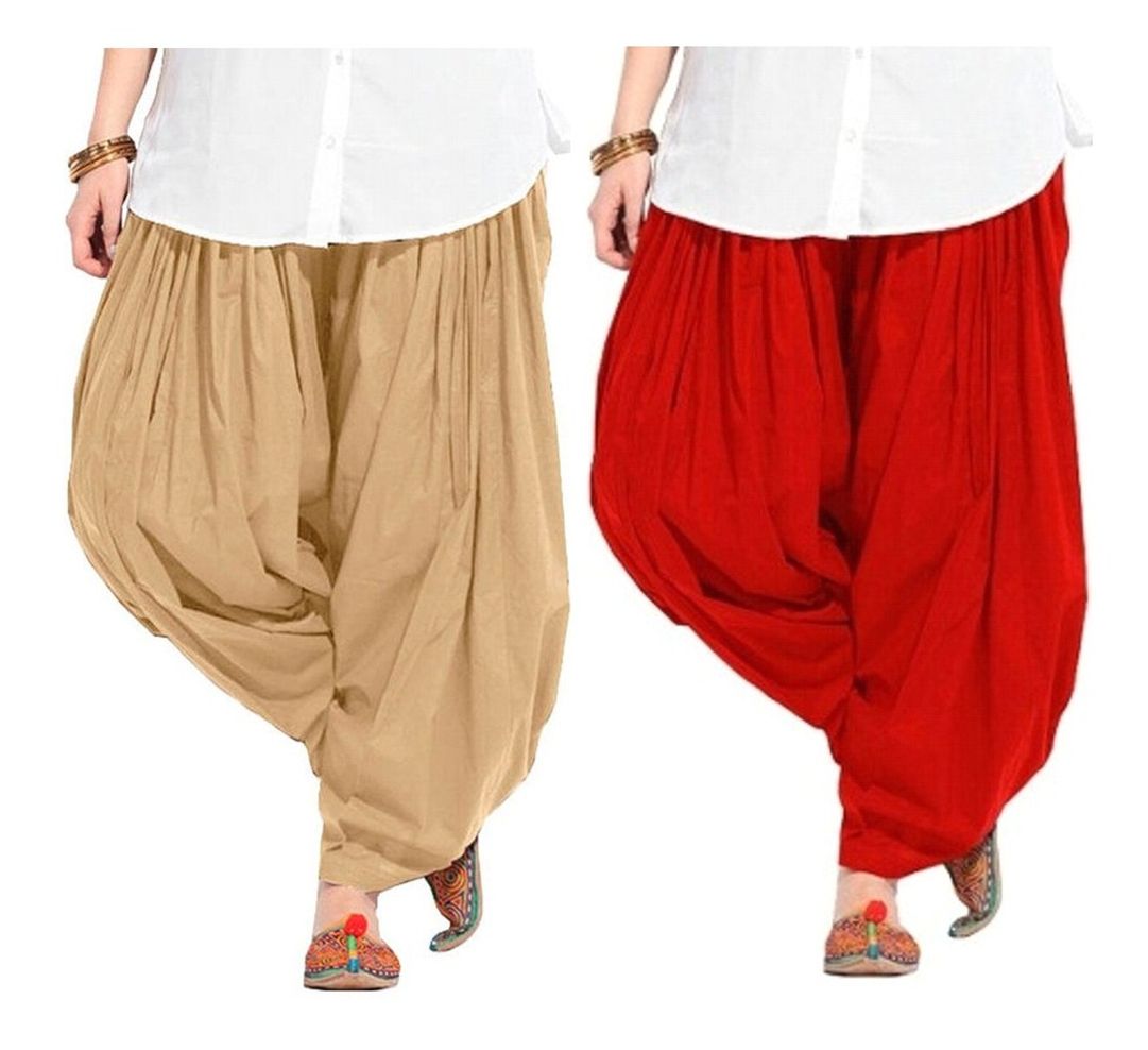 Buy Evection Premium Cotton Full Patiala Salwar Pant Set of 2- Beige ...