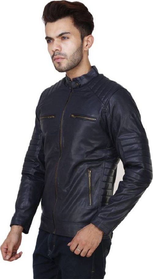 Buy Demind Blue Pu Leather Jacket For Men, Boys Online @ ₹1799 from ...