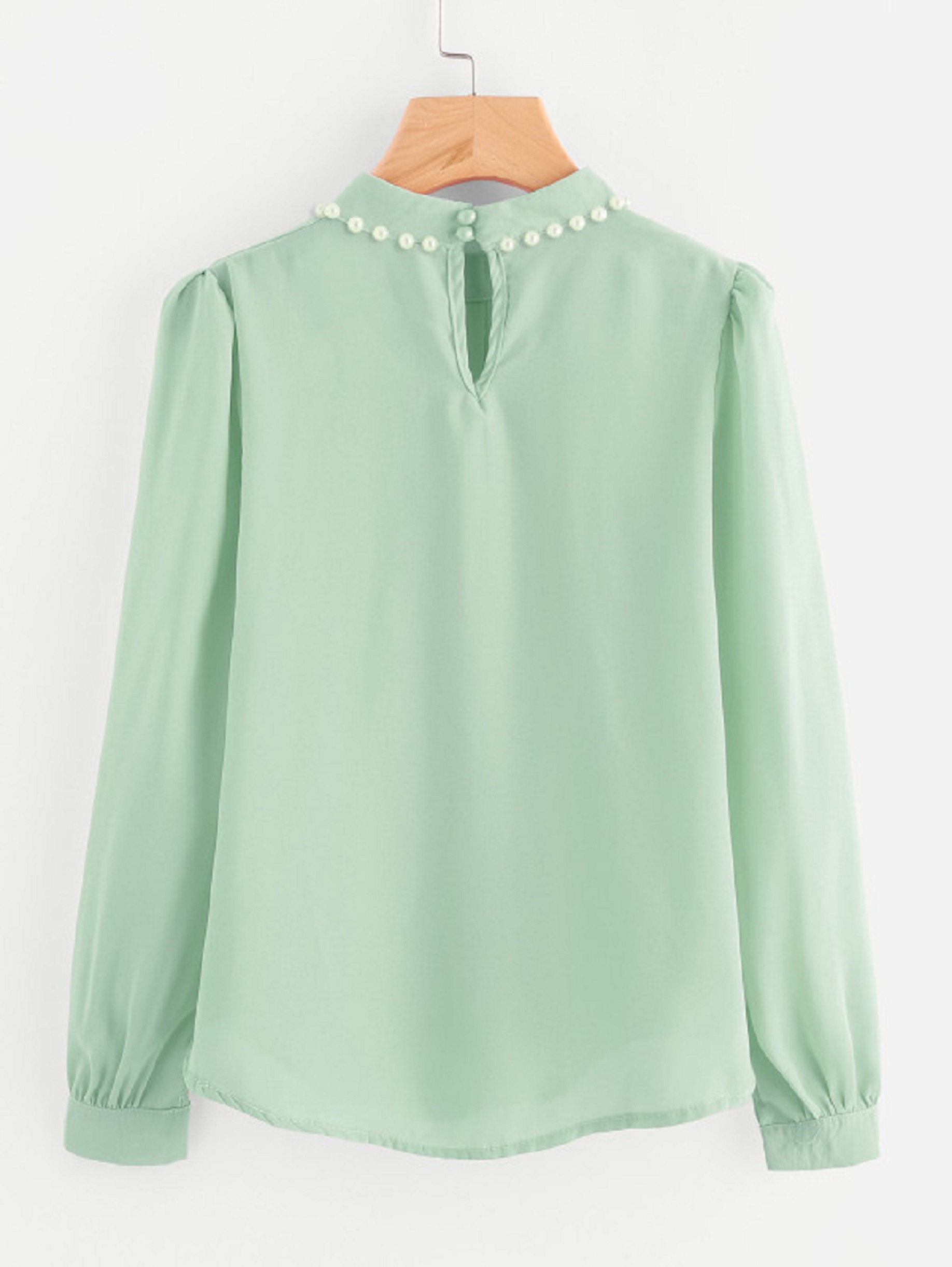 Buy Women's Sea Green Casual Full Sleeves Pearl Top Online @ ₹799 from ...