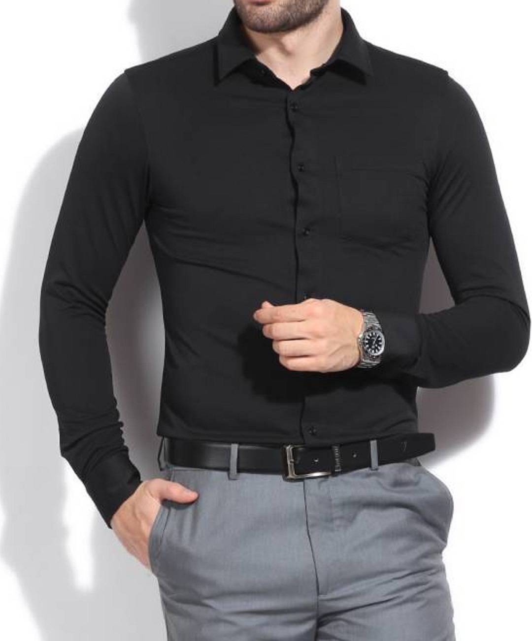 Tom T Men's Solid Casual Black Shirts