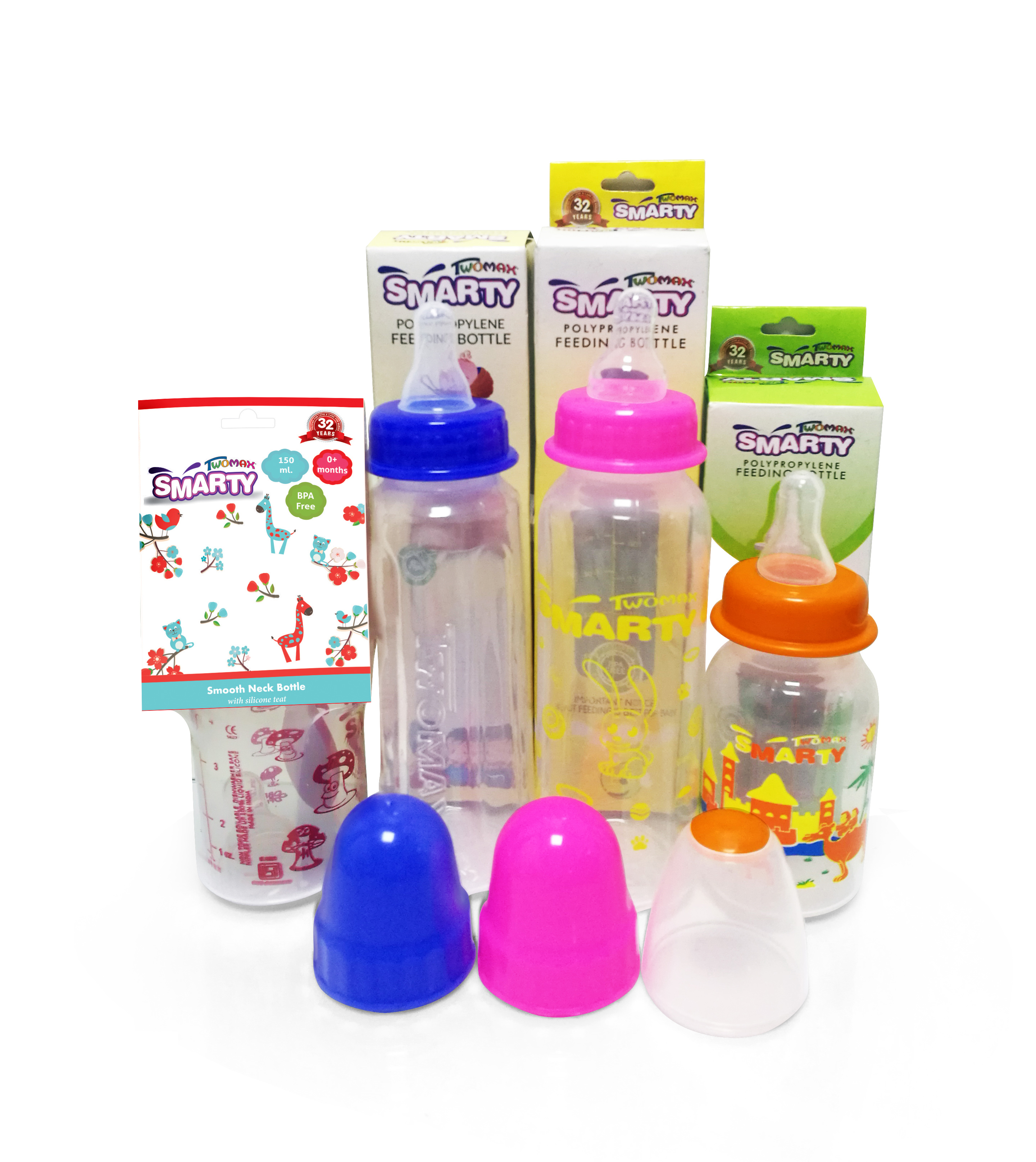 Buy Combo Set of 4 Baby Feeding Bottle 250ml Plain, 150ml Print, 150ml