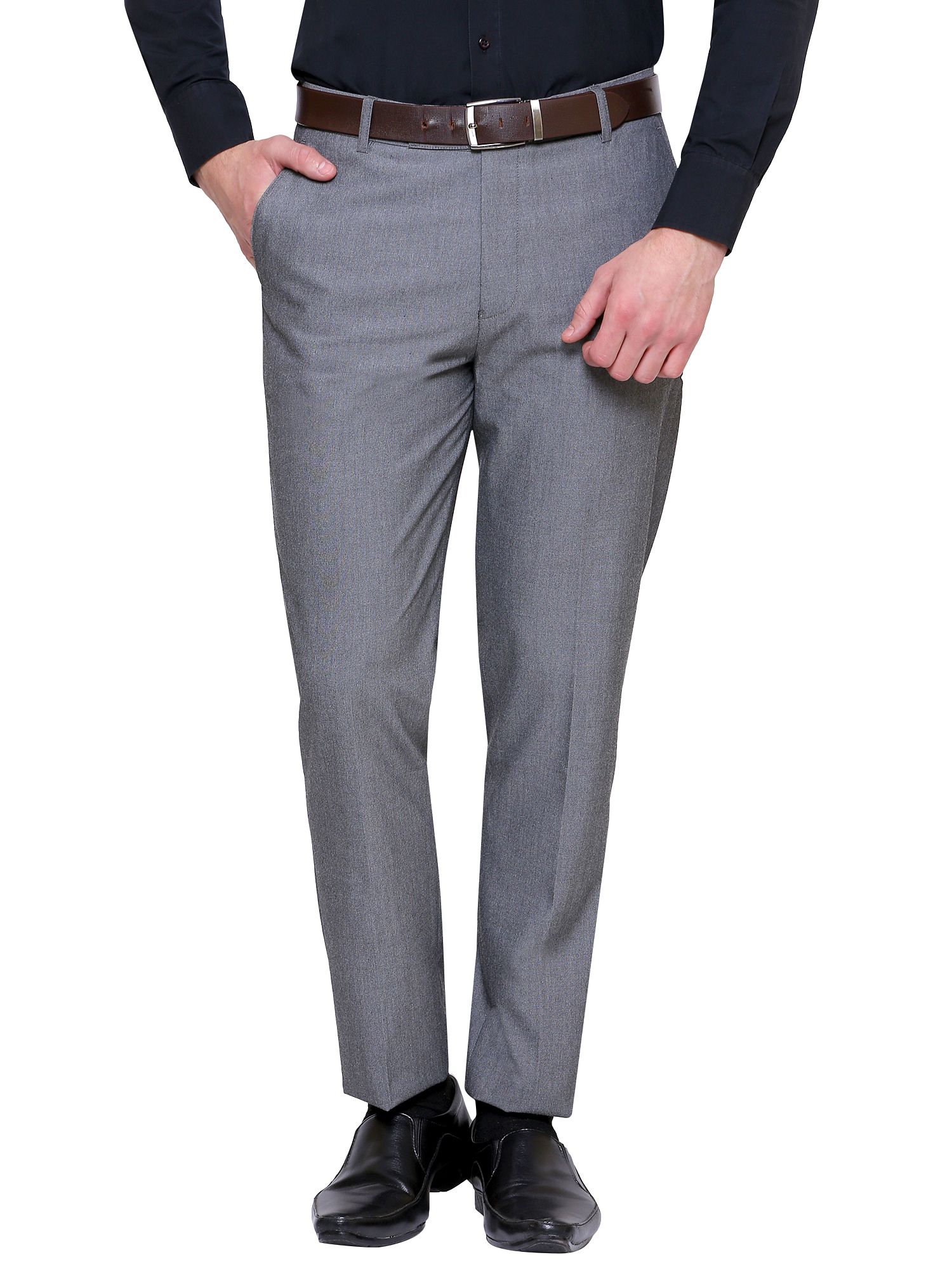 Buy Inspire Steel Grey Slim Fit Formal Trouser Online - Get 68% Off