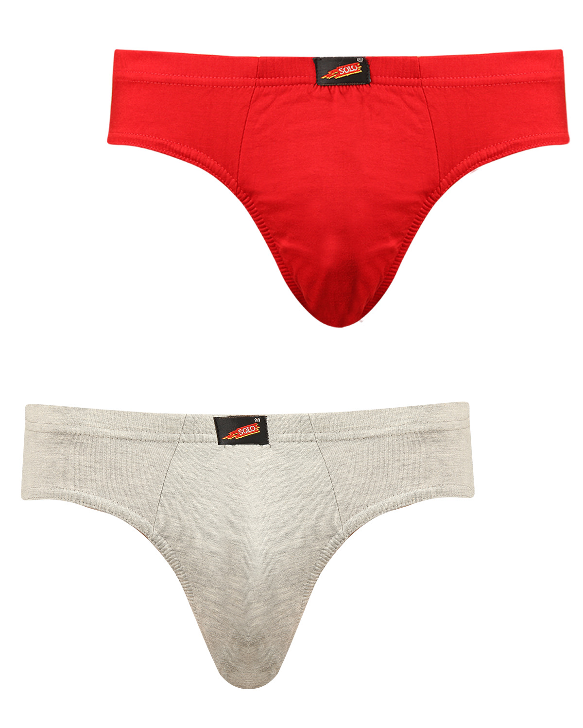 SOLO Men's Modern Virgin Cotton V Cut Low Waist Stretch Spandex Brief Pack of 2