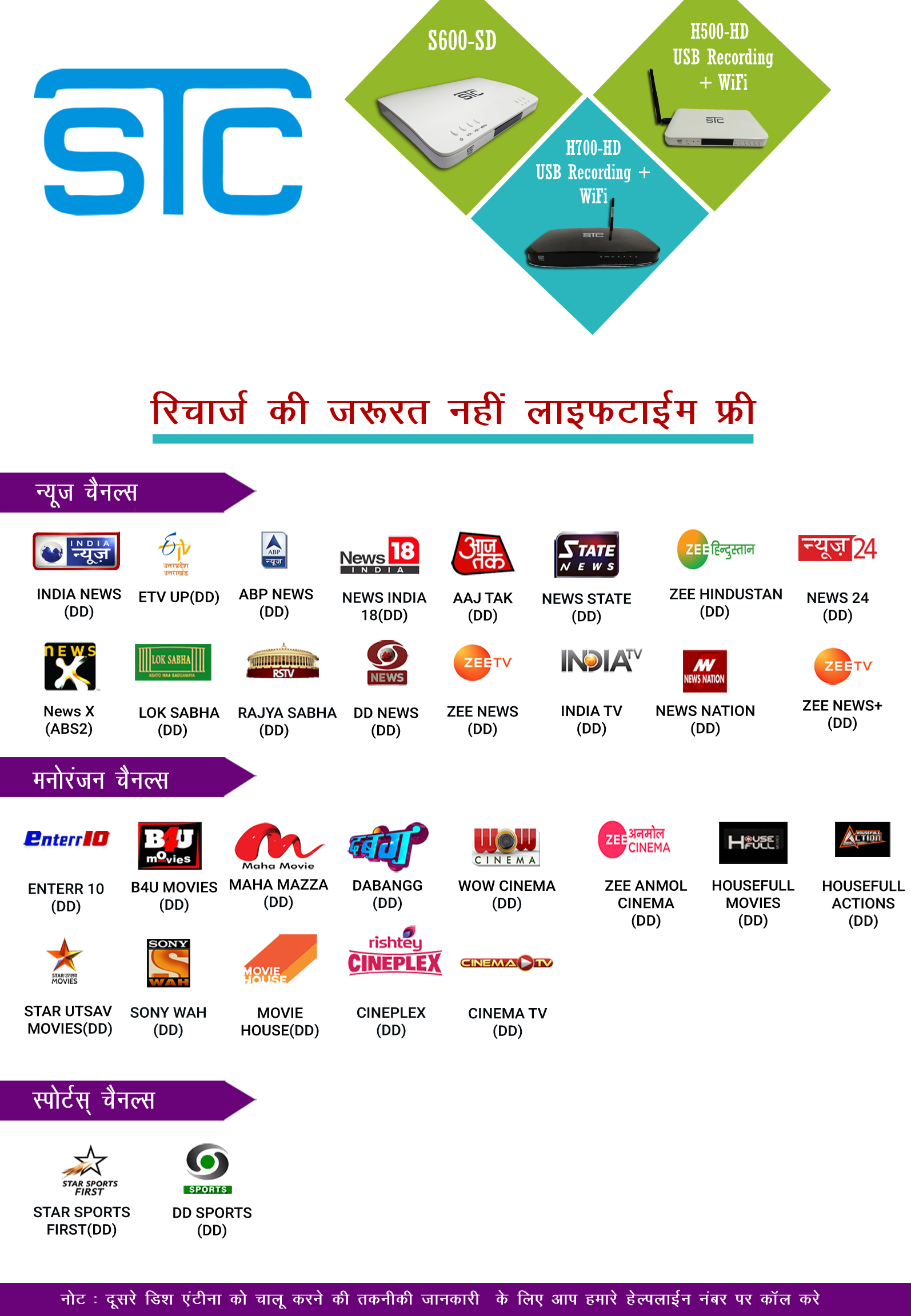 Buy STC H500 dd direct plus set top box(No Monthly Recharge) Online
