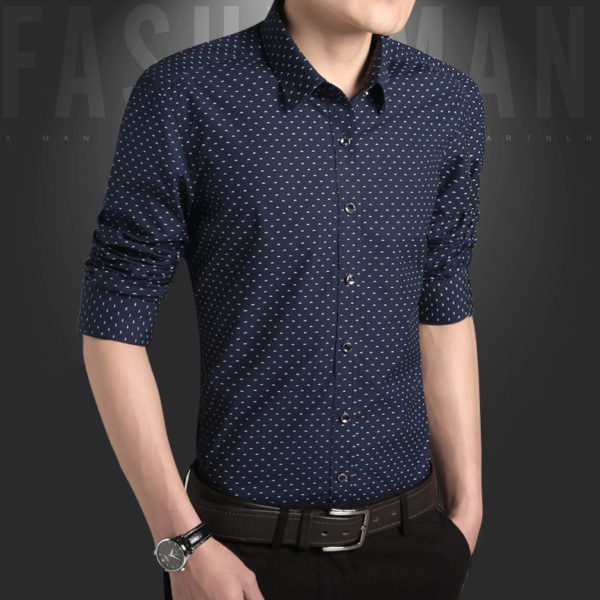 Buy Blue Sea Men's Navy Blue Dotted Shirts Online @ ₹479 from ShopClues