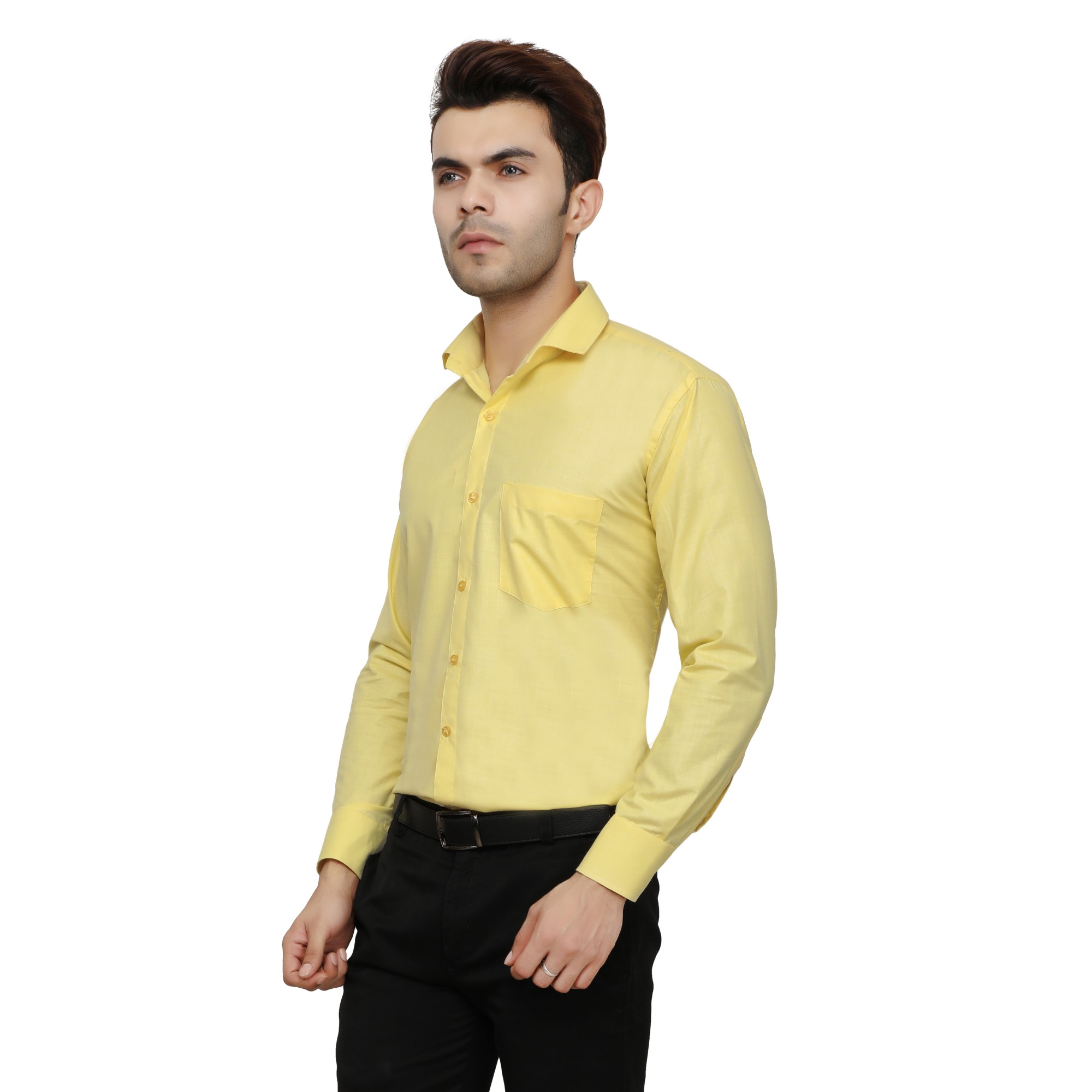 Buy Bajson Men's Yellow Plain Regular Fit Formal Shirt Online @ ₹1000 ...