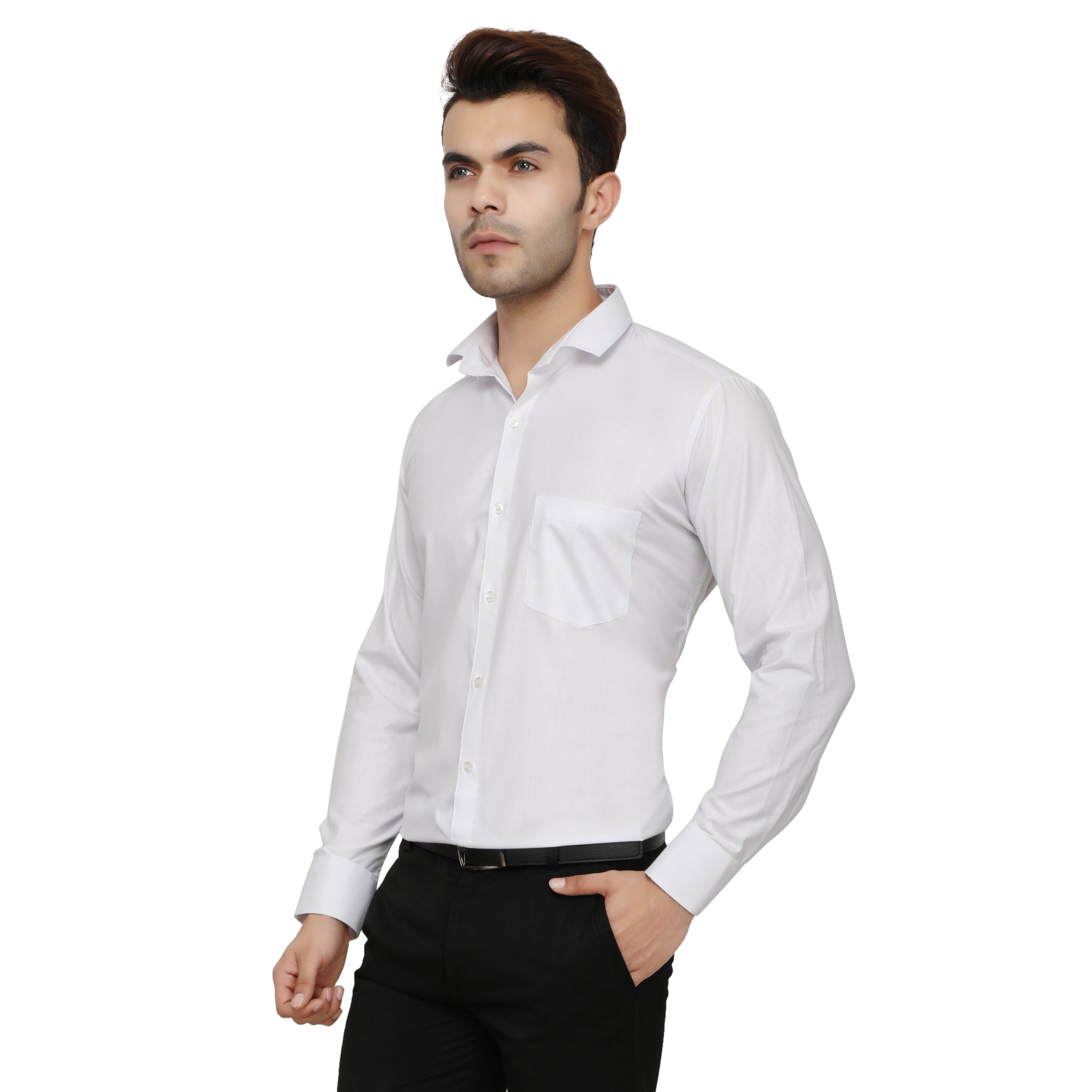 Buy Bajson Men's White Plain Regular Fit Formal Shirt Online @ ₹1000 ...