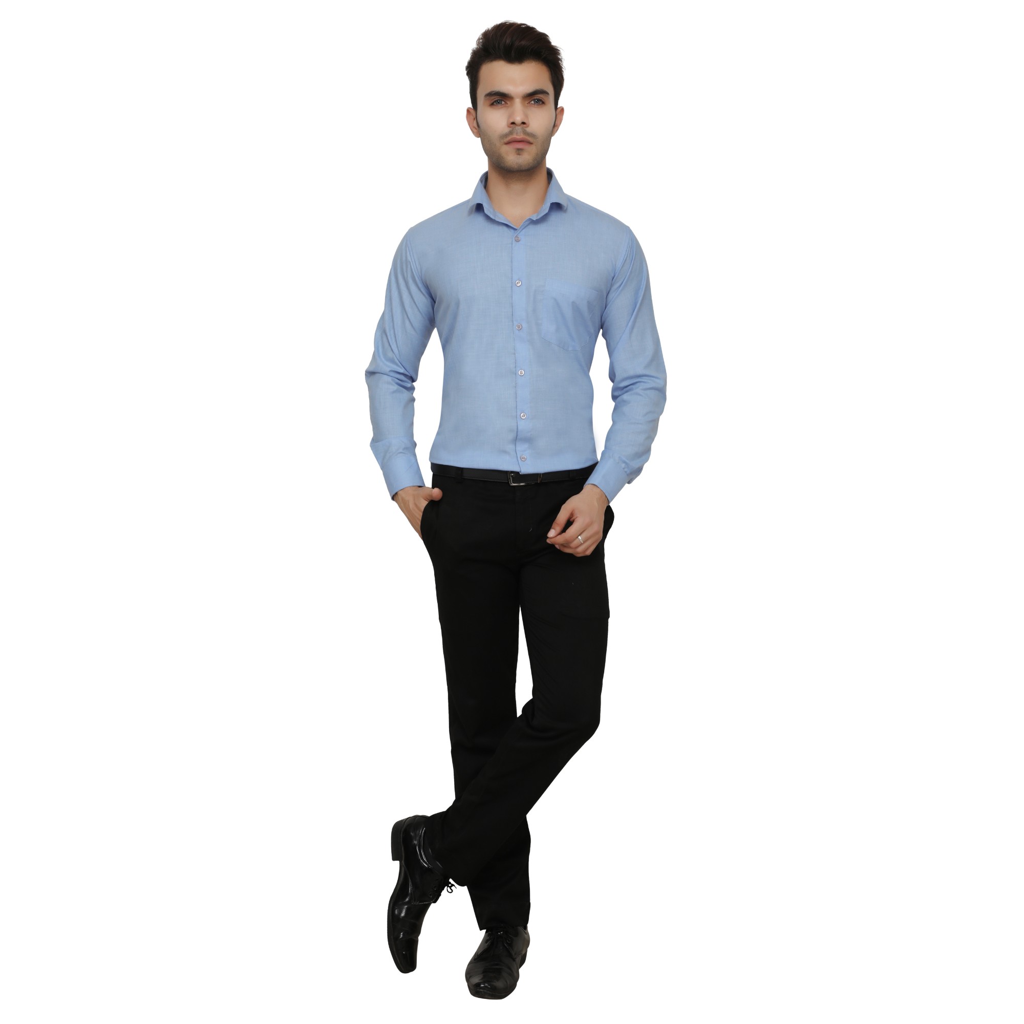 Buy Bajson Men's Blue Plain Regular Fit Formal Shirt Online @ ₹1000 ...