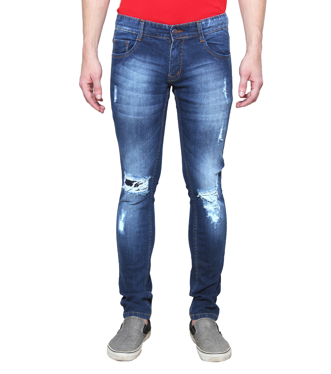 Buy Rock Hudson Men's Stechable Regular Wear Distress Denim Jeans ...