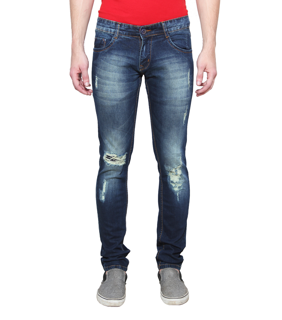 Buy Rock Hudson Men's Stechable Regular Wear Distress Denim Jeans ...