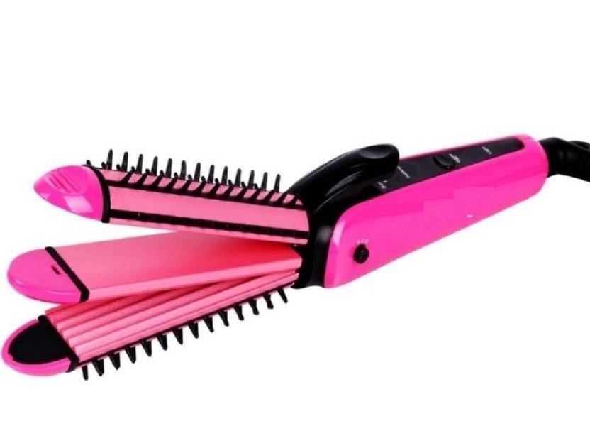 3 in 1 Hair Styler   Hair Straightener, Hair Curler and Hair Crimper in one   NHC 8890  Pink 